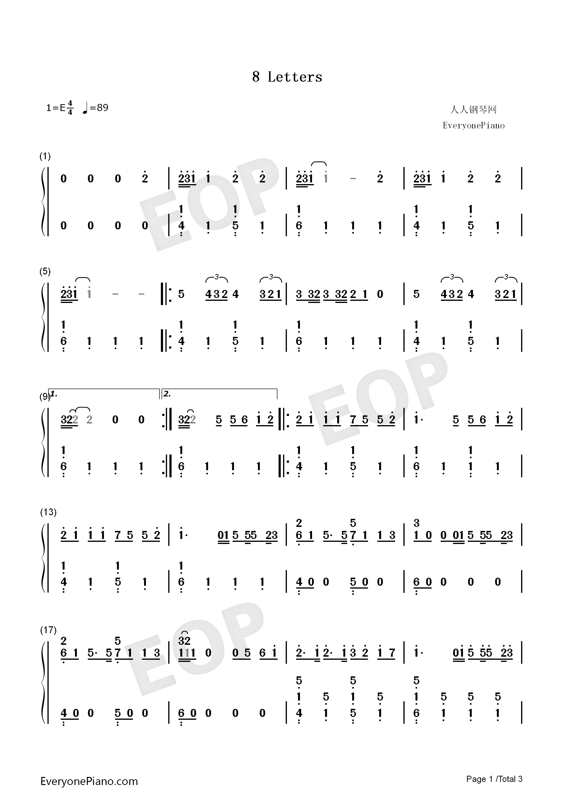 8_Letters钢琴简谱_Why_Don't_We演唱