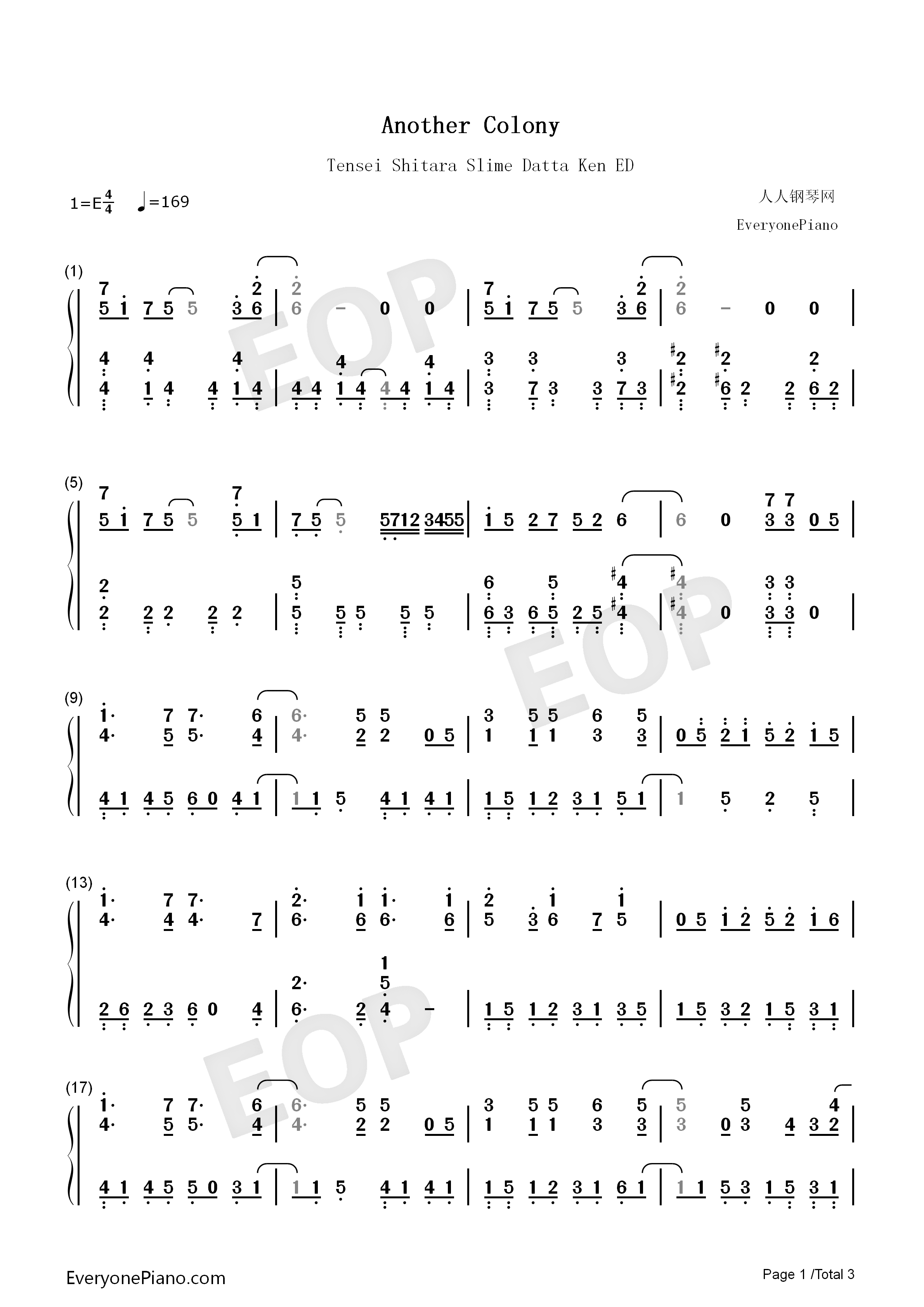 Another_colony钢琴简谱_TRUE演唱