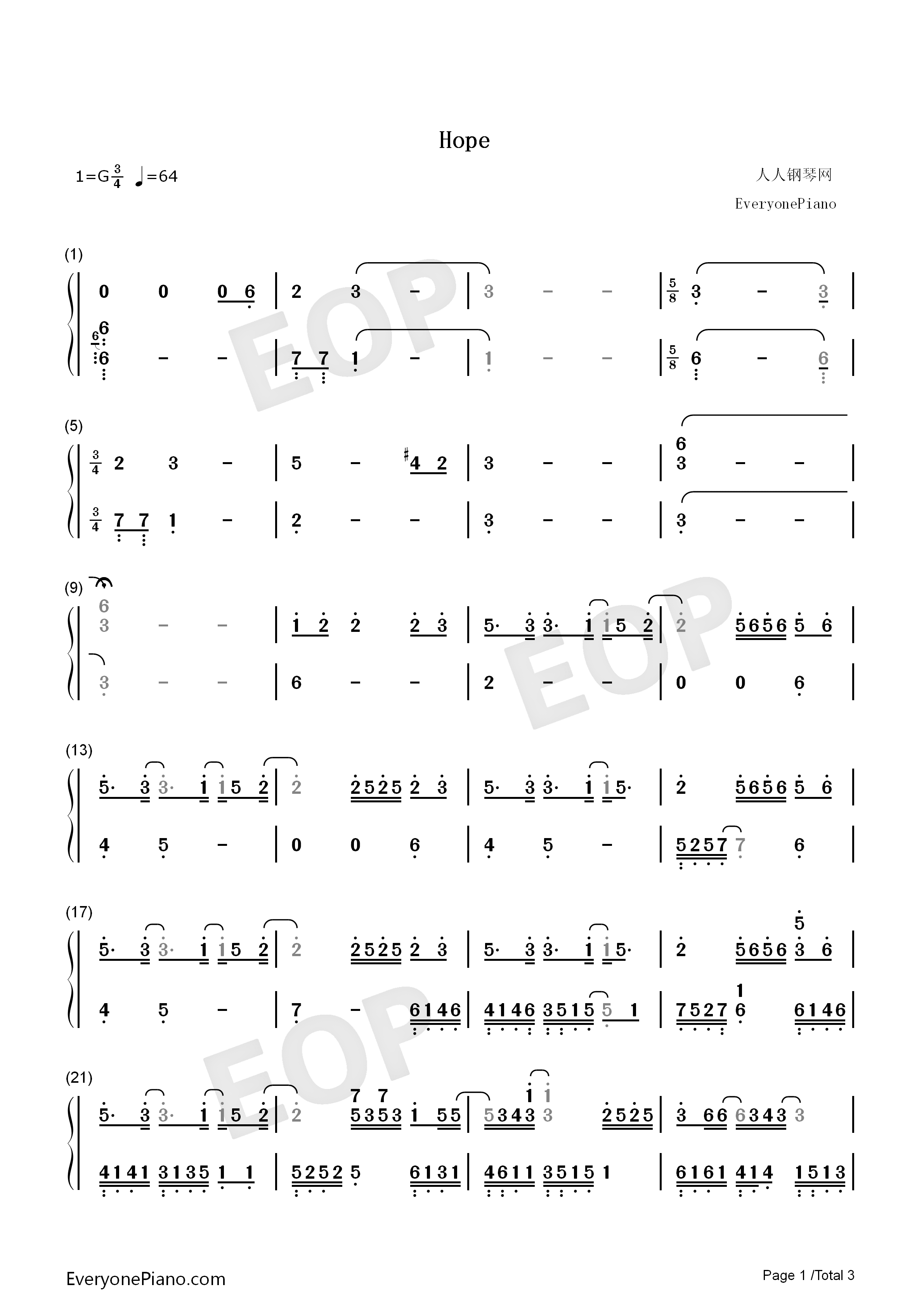 Hope钢琴简谱_麻枝准演唱