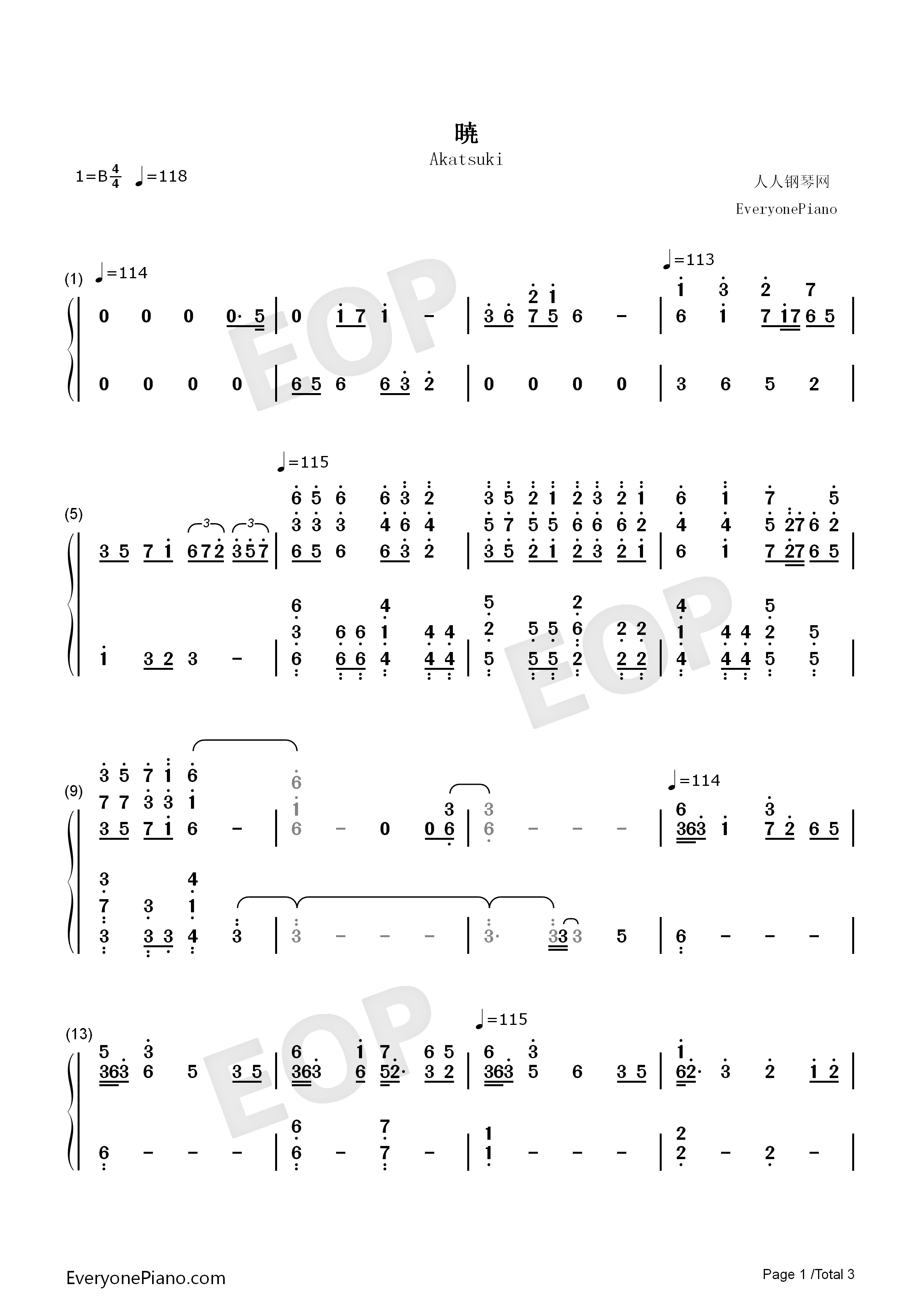 暁钢琴简谱_志方晶子演唱