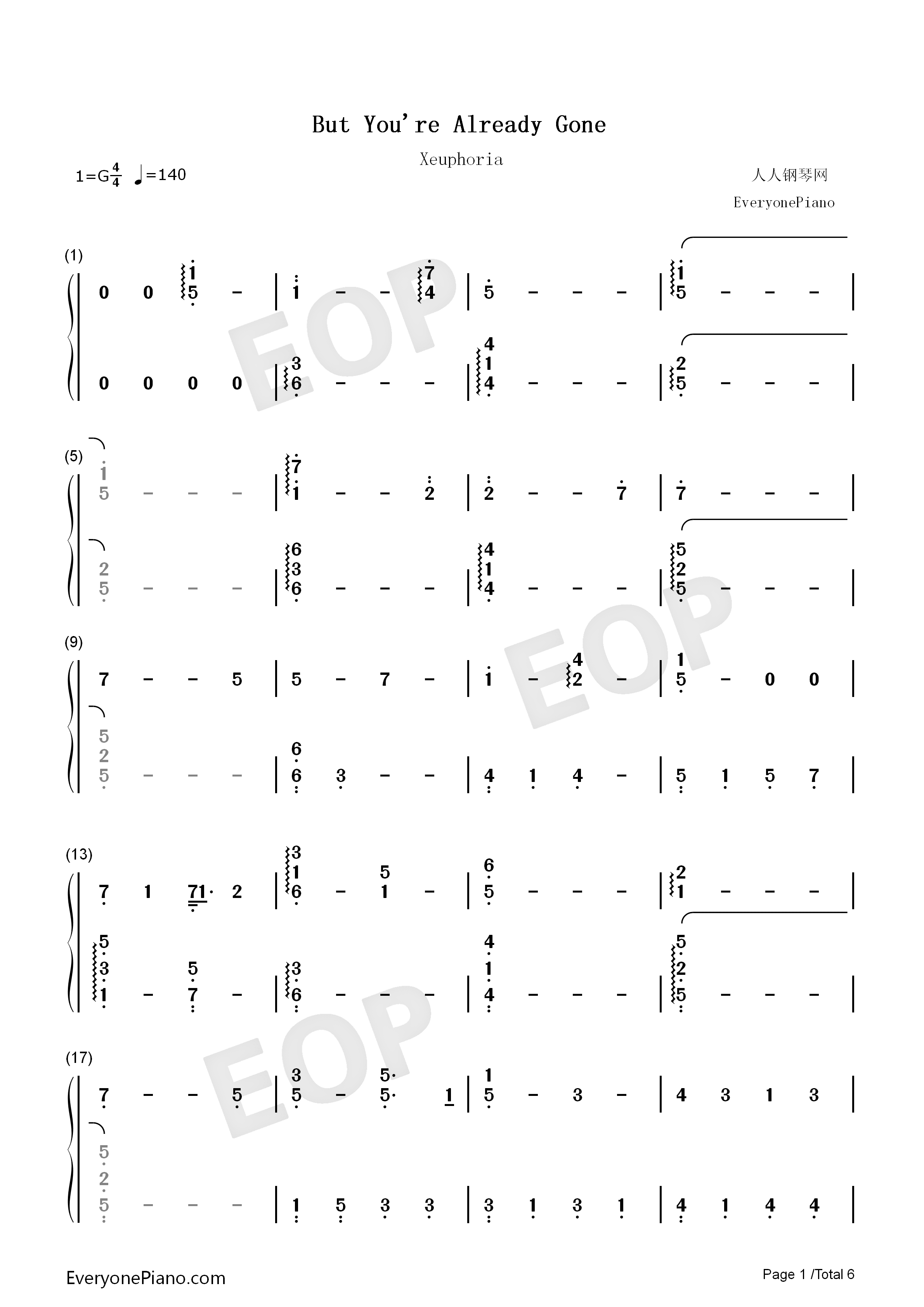 But_You're_Already_Gone钢琴简谱_Xeuphoria演唱