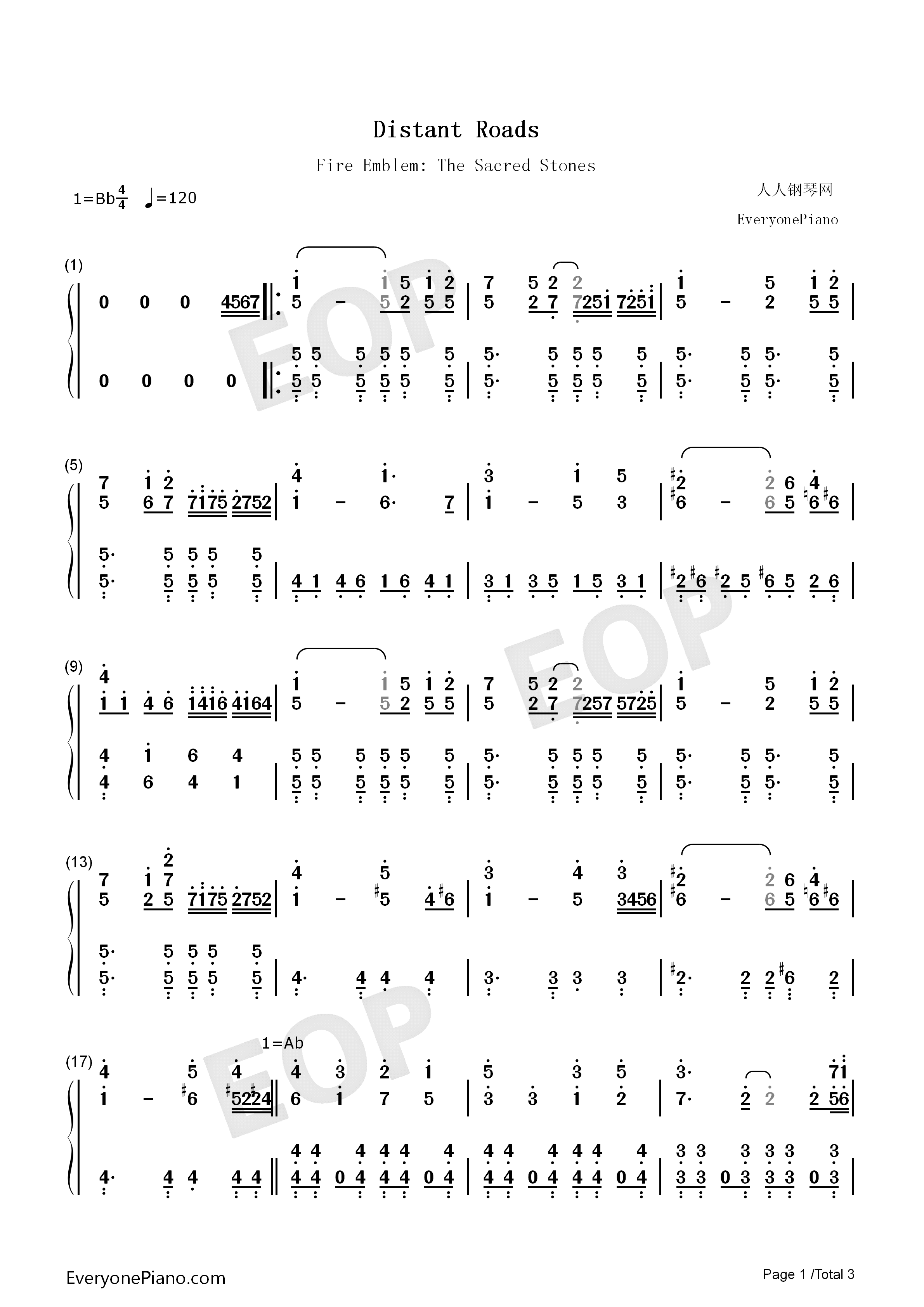 Distant_Roads钢琴简谱_辻横由佳演唱