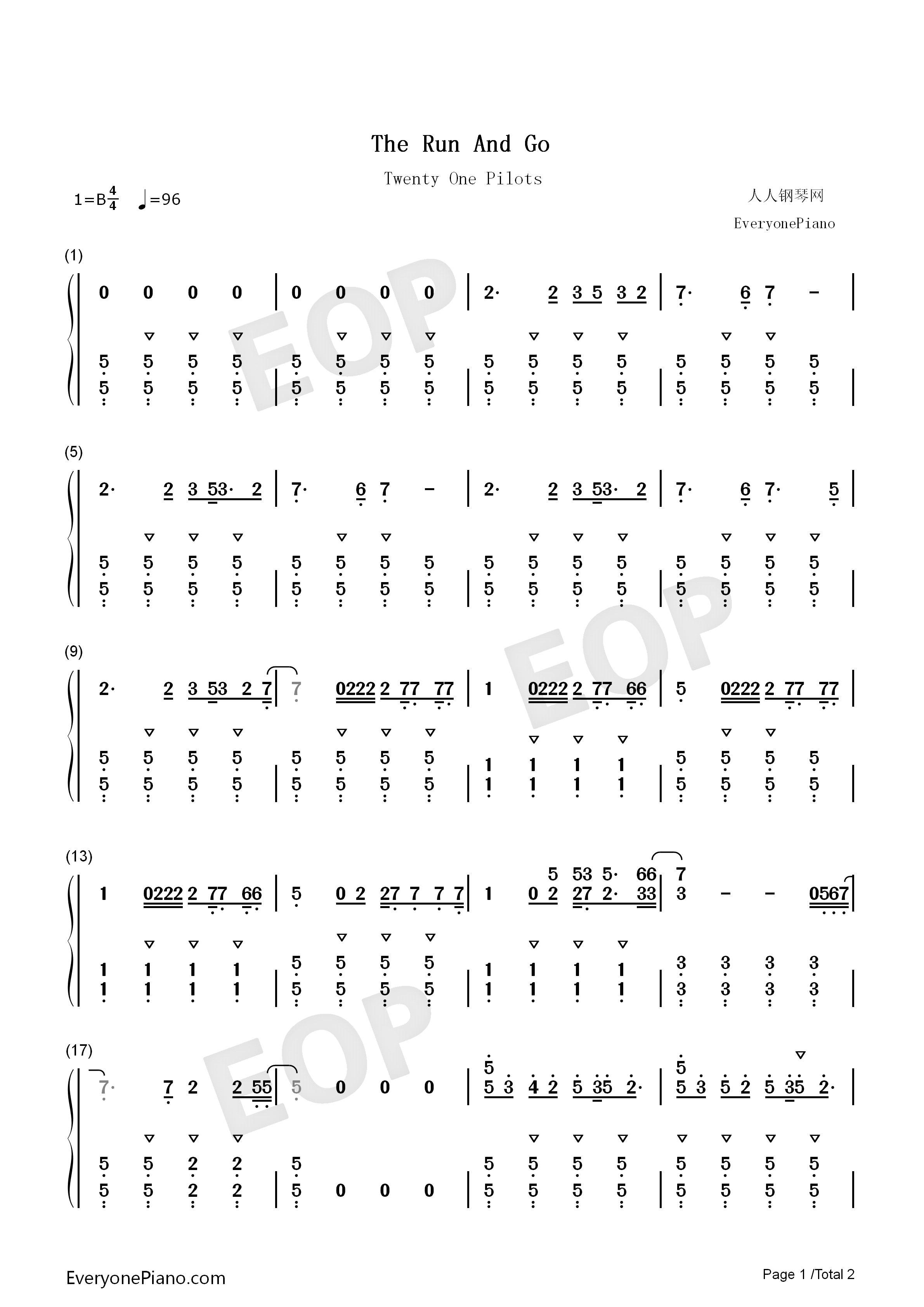 The_Run_And_Go钢琴简谱_Twenty_One_Pilots演唱