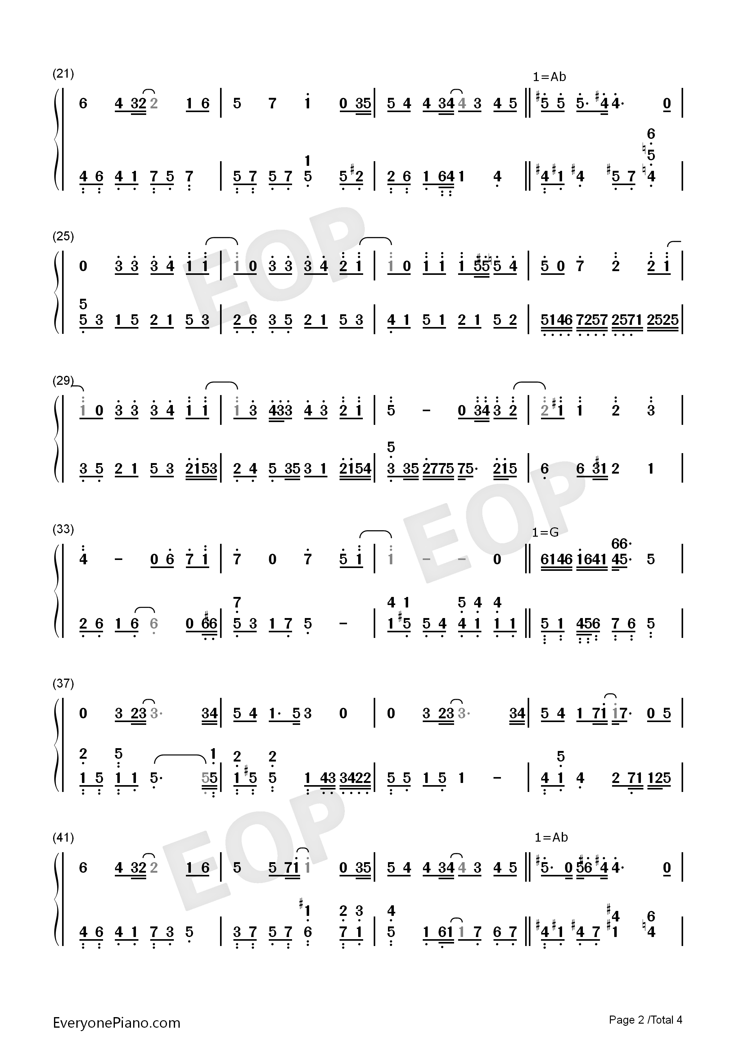 不说再见钢琴简谱_S.H.E演唱