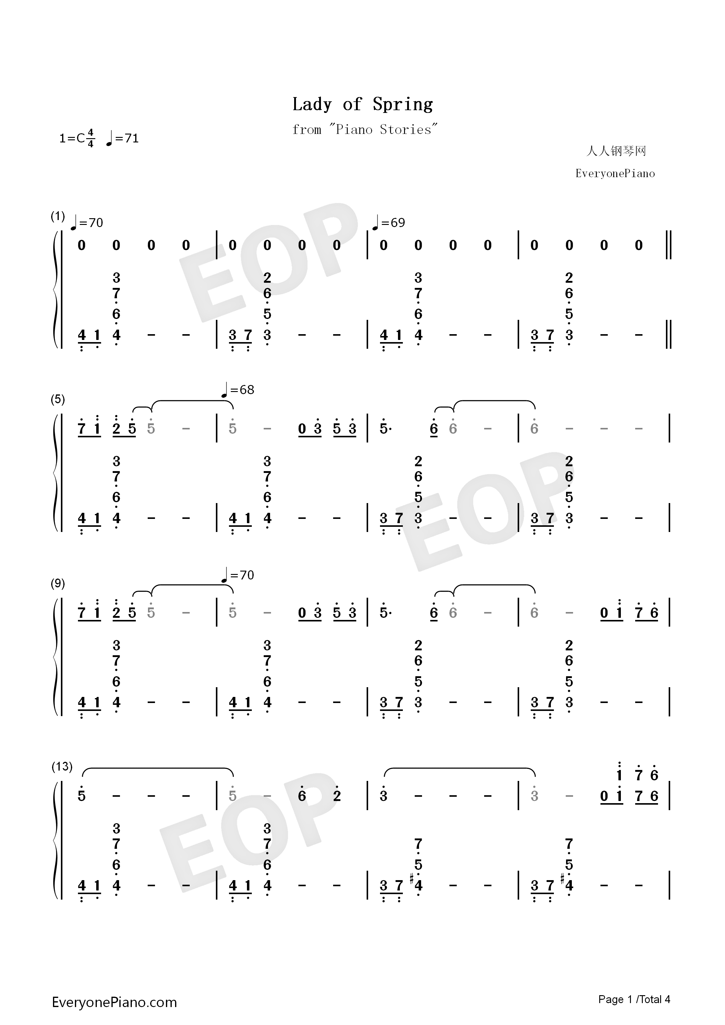 Lady_of_Spring钢琴简谱_久石让演唱