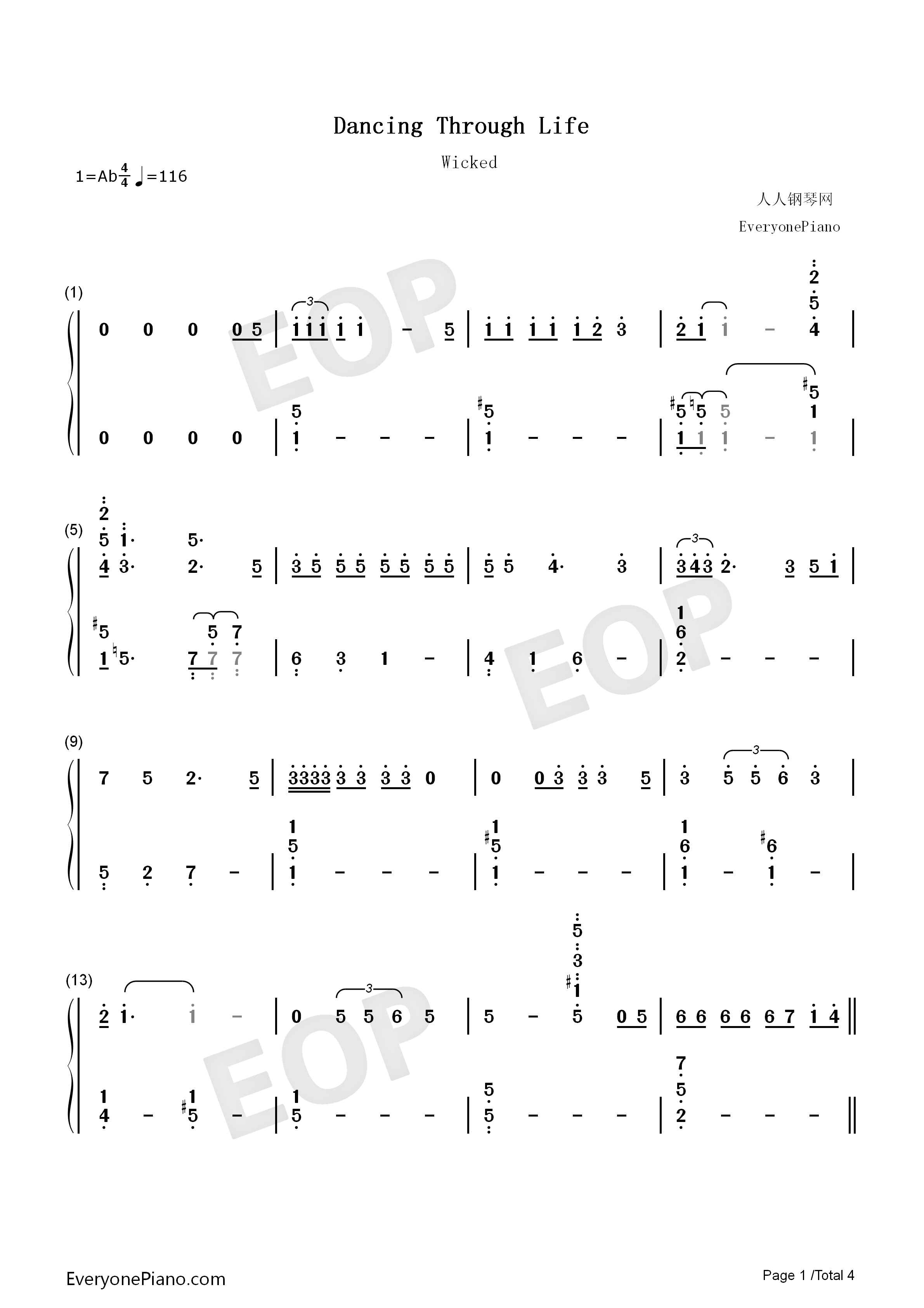 Dancing_Through_Life钢琴简谱_Michelle_Federer演唱