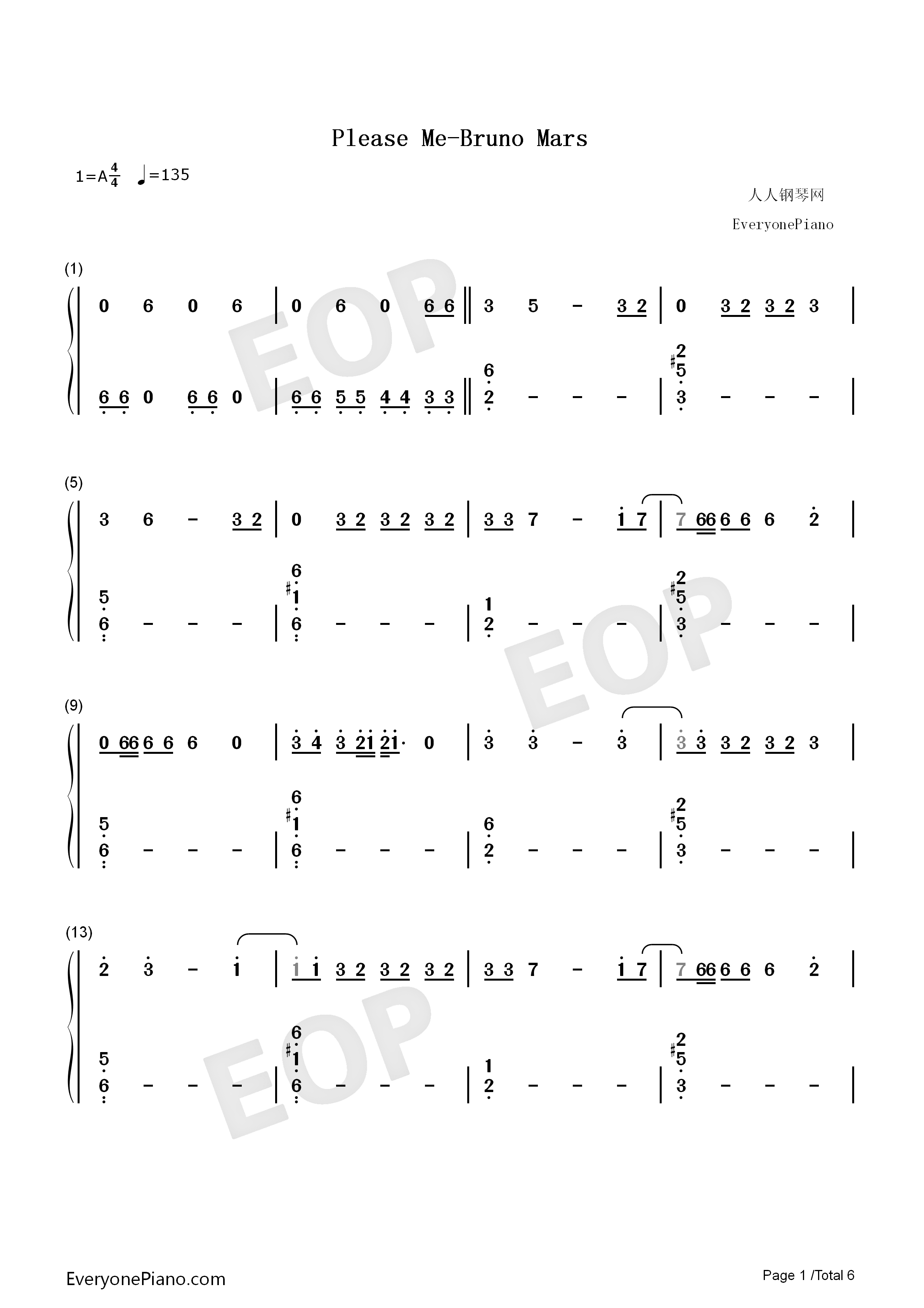 Please_Me钢琴简谱_Cardi_B_Bruno_Mars演唱