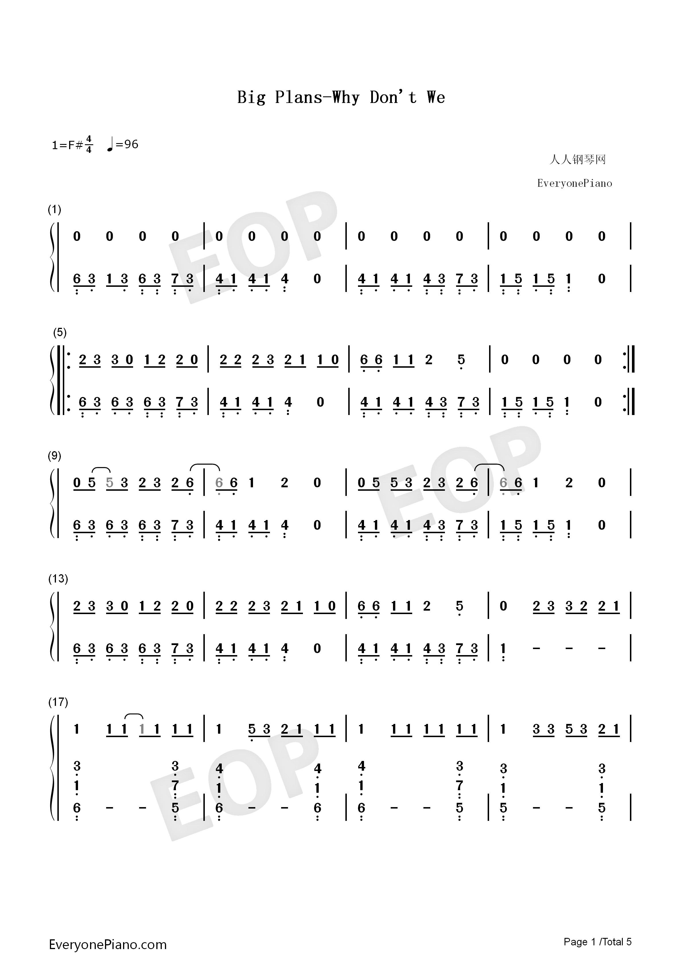 Big_Plans钢琴简谱_Why_Dont_We演唱