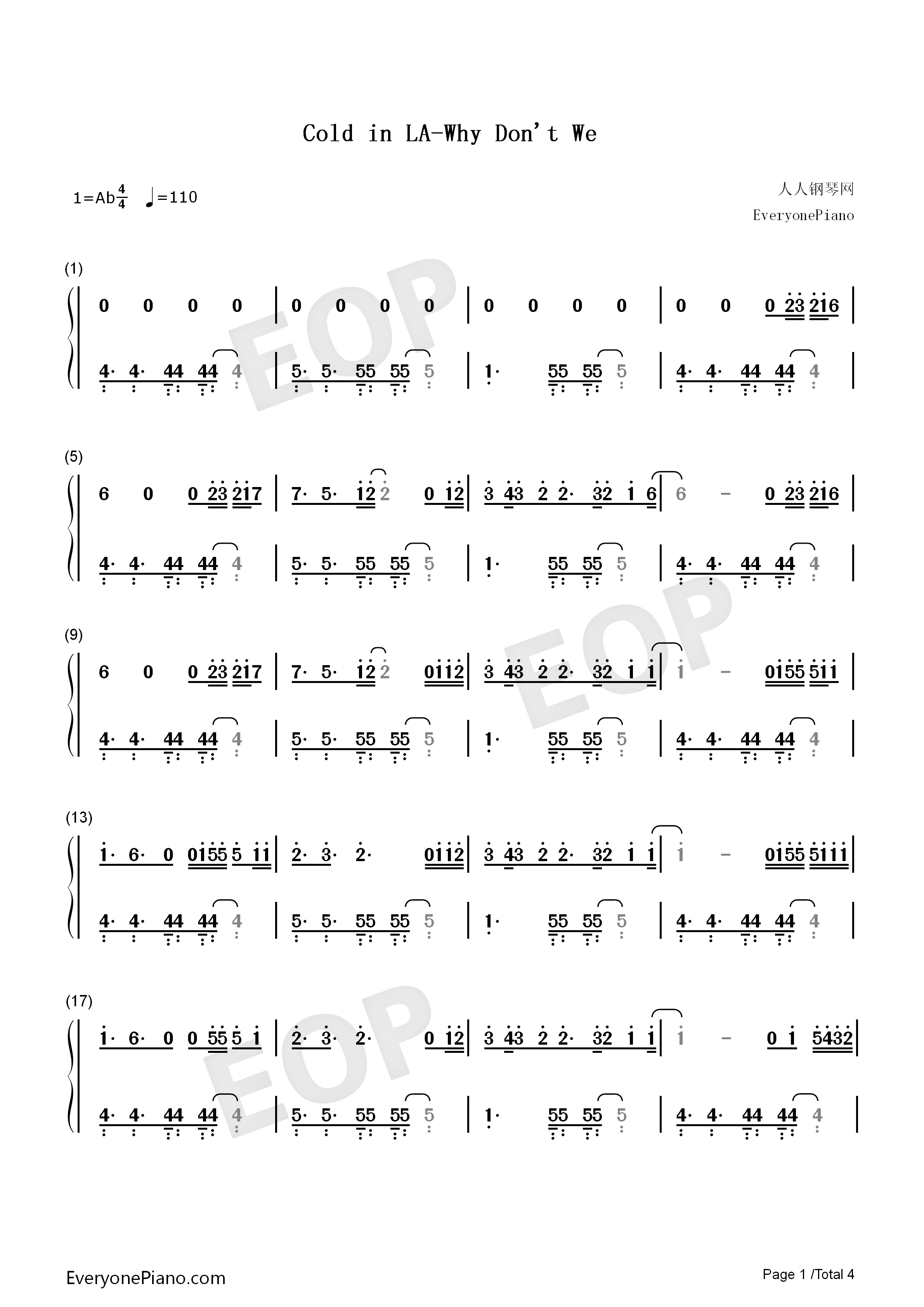 Cold_in_LA钢琴简谱_Why_Don't_We演唱