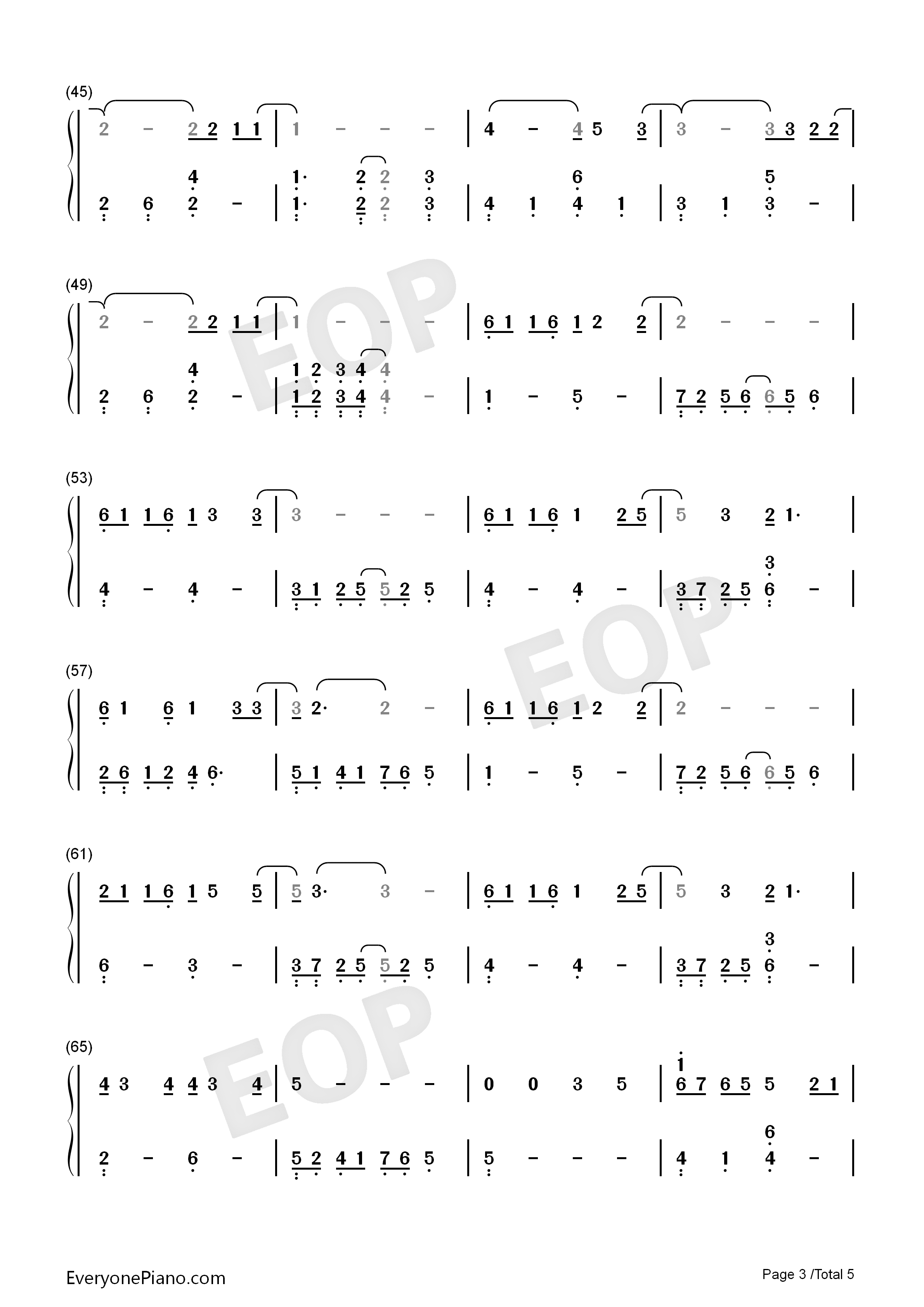 明天过后钢琴简谱_张杰演唱