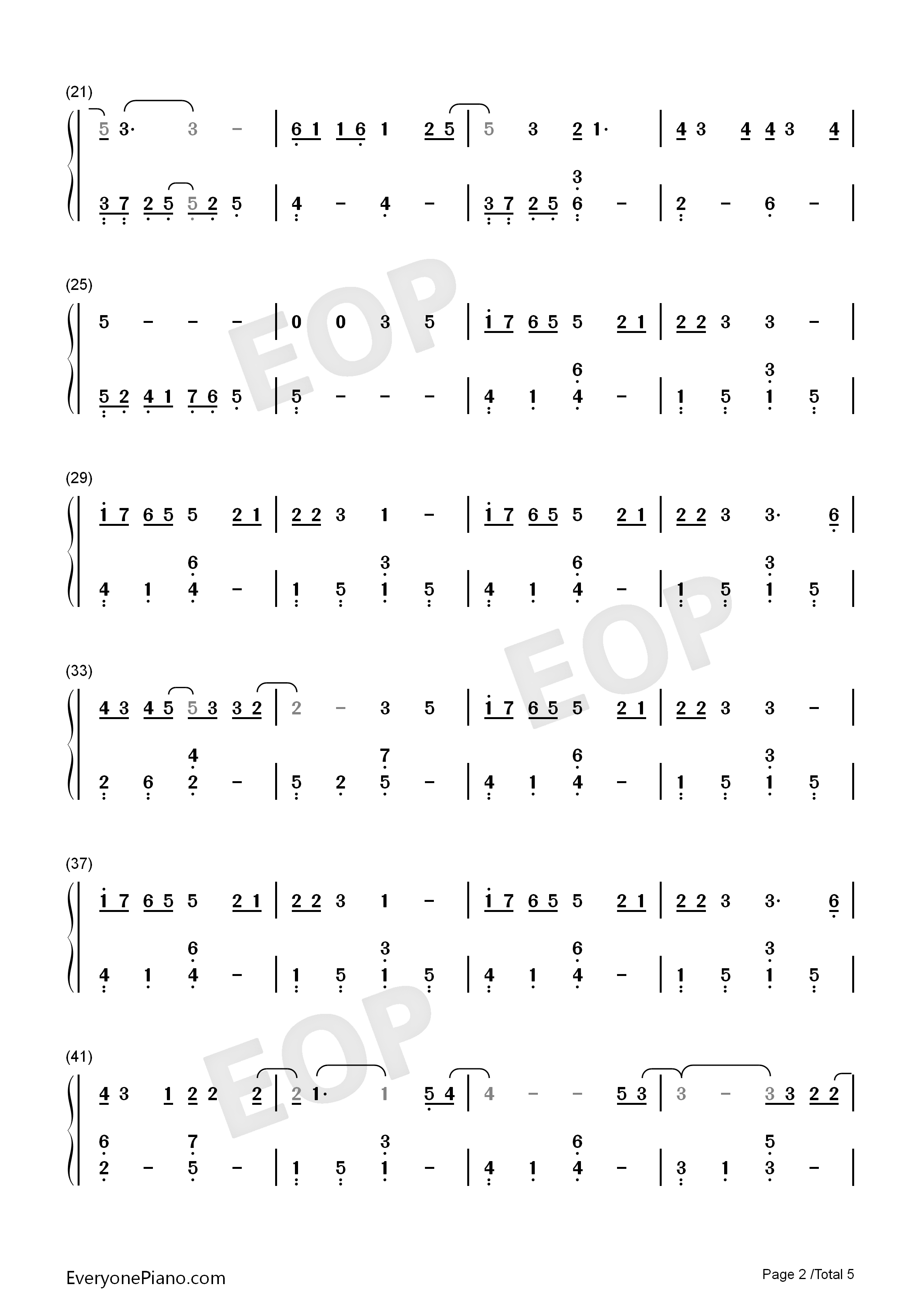 明天过后钢琴简谱_张杰演唱