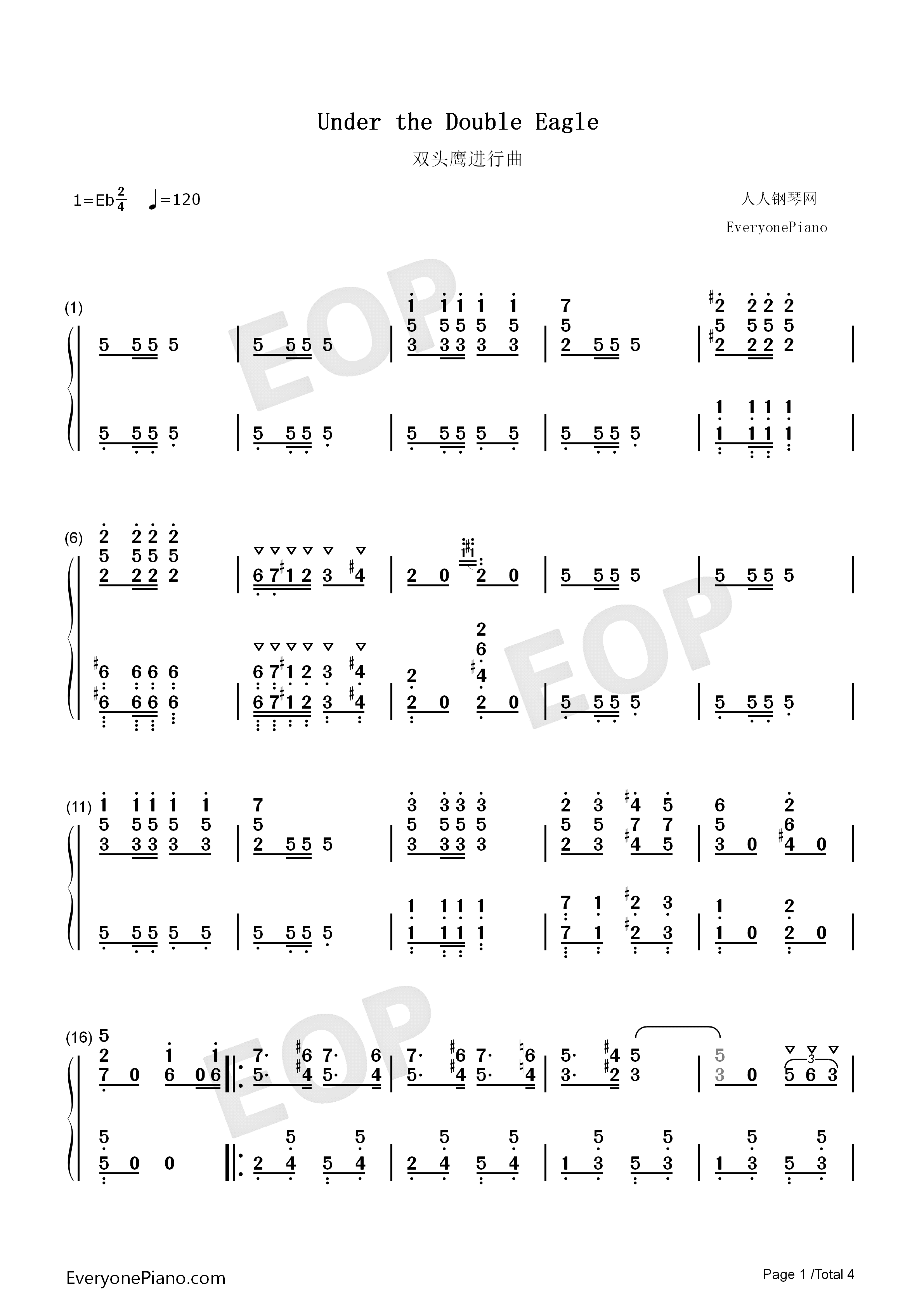 双头鹰进行曲钢琴简谱_瓦格纳演唱