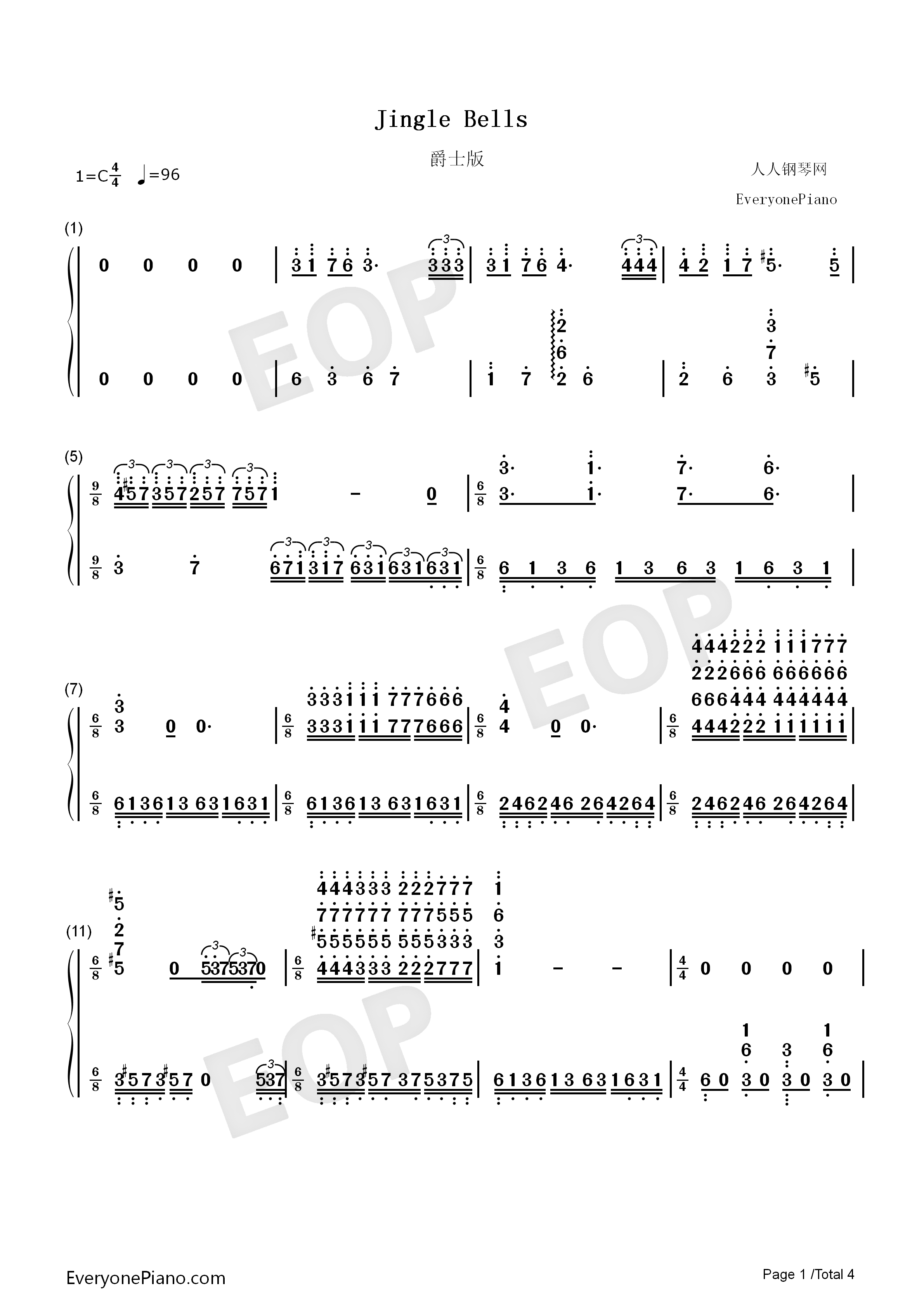 Jingle_Bells钢琴简谱_James_Lord_Pierpont演唱