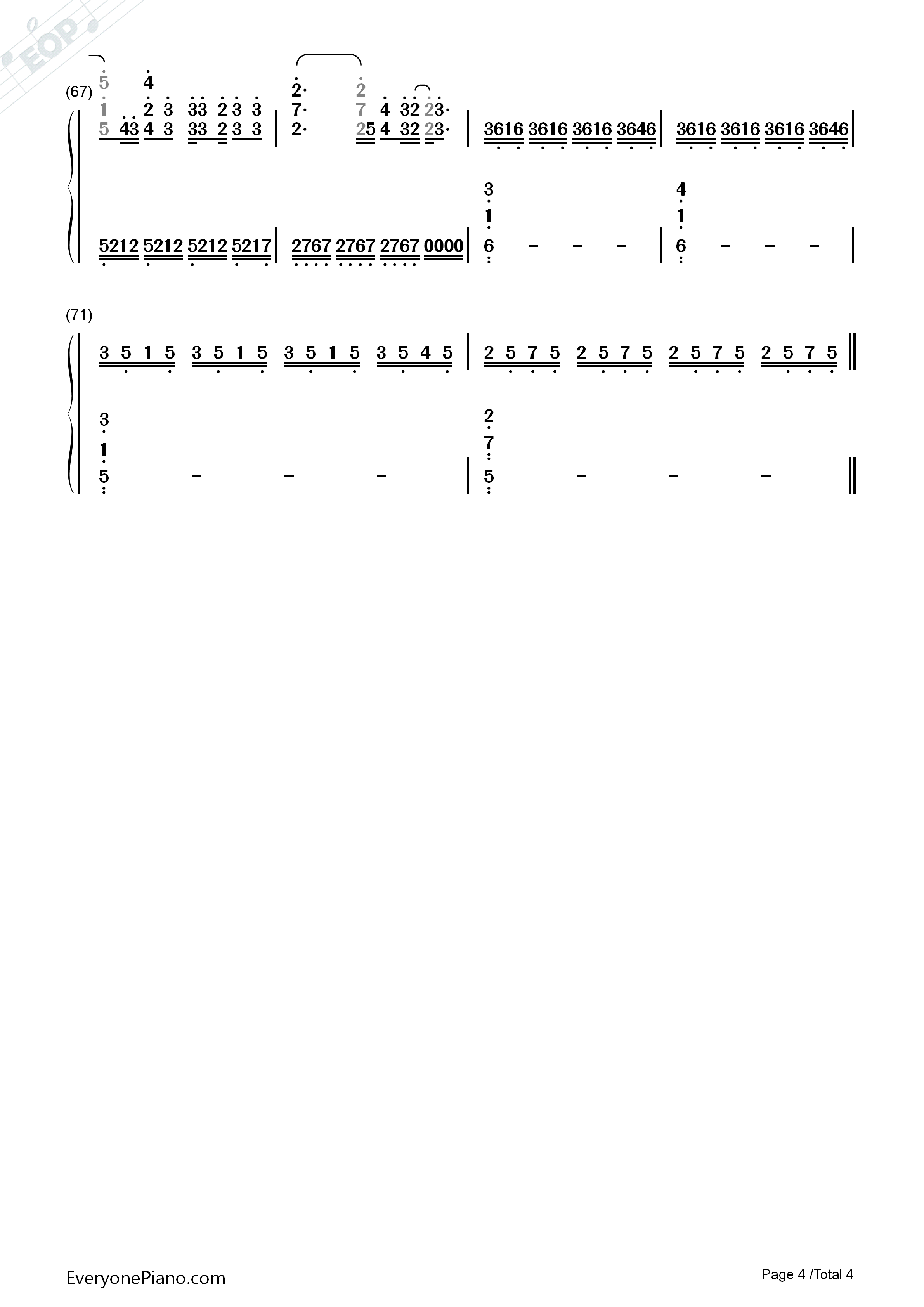 漂流钢琴简谱_张碧晨演唱