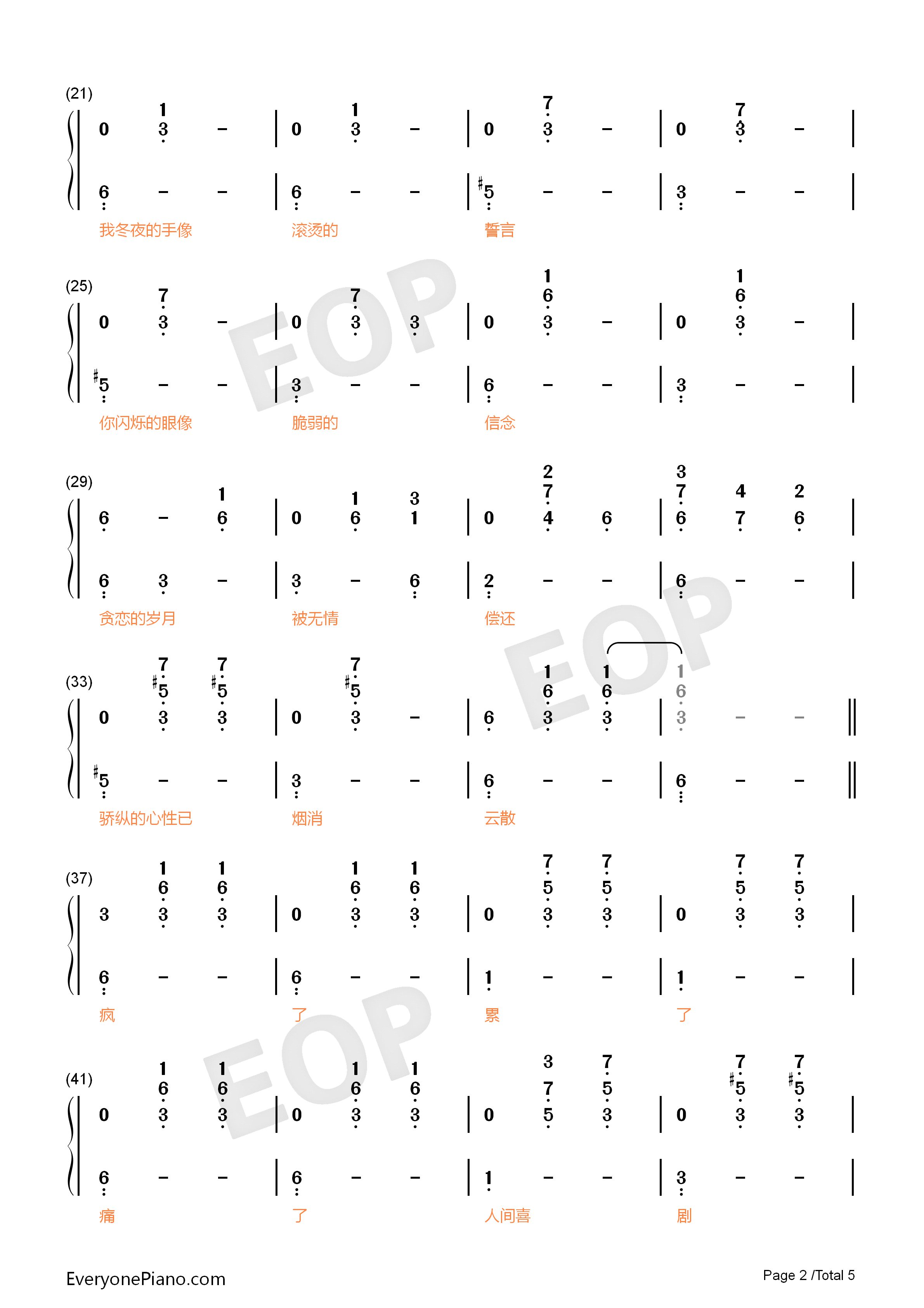 致青春钢琴简谱_王菲演唱