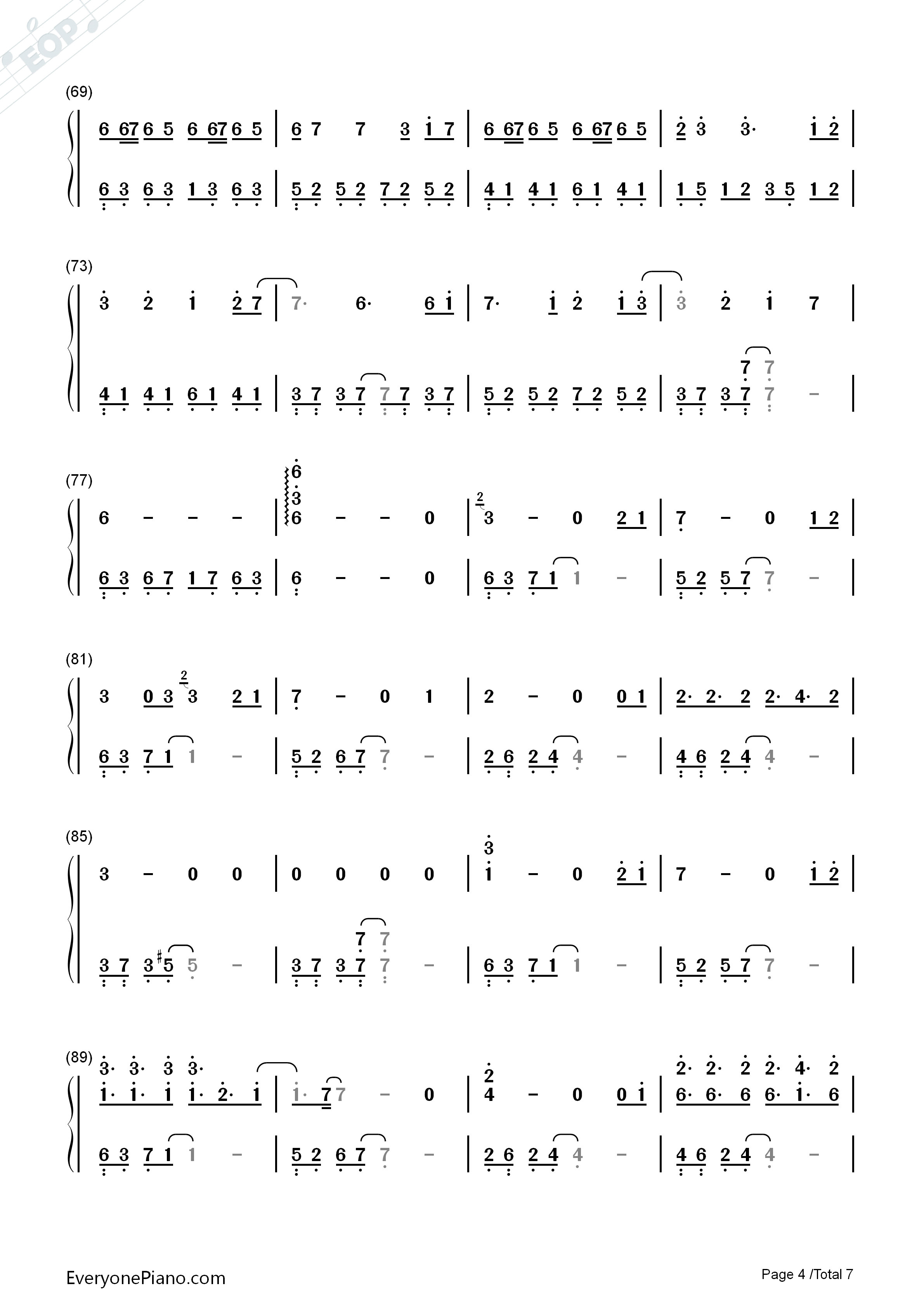 生生世世爱钢琴简谱_吴雨霏演唱