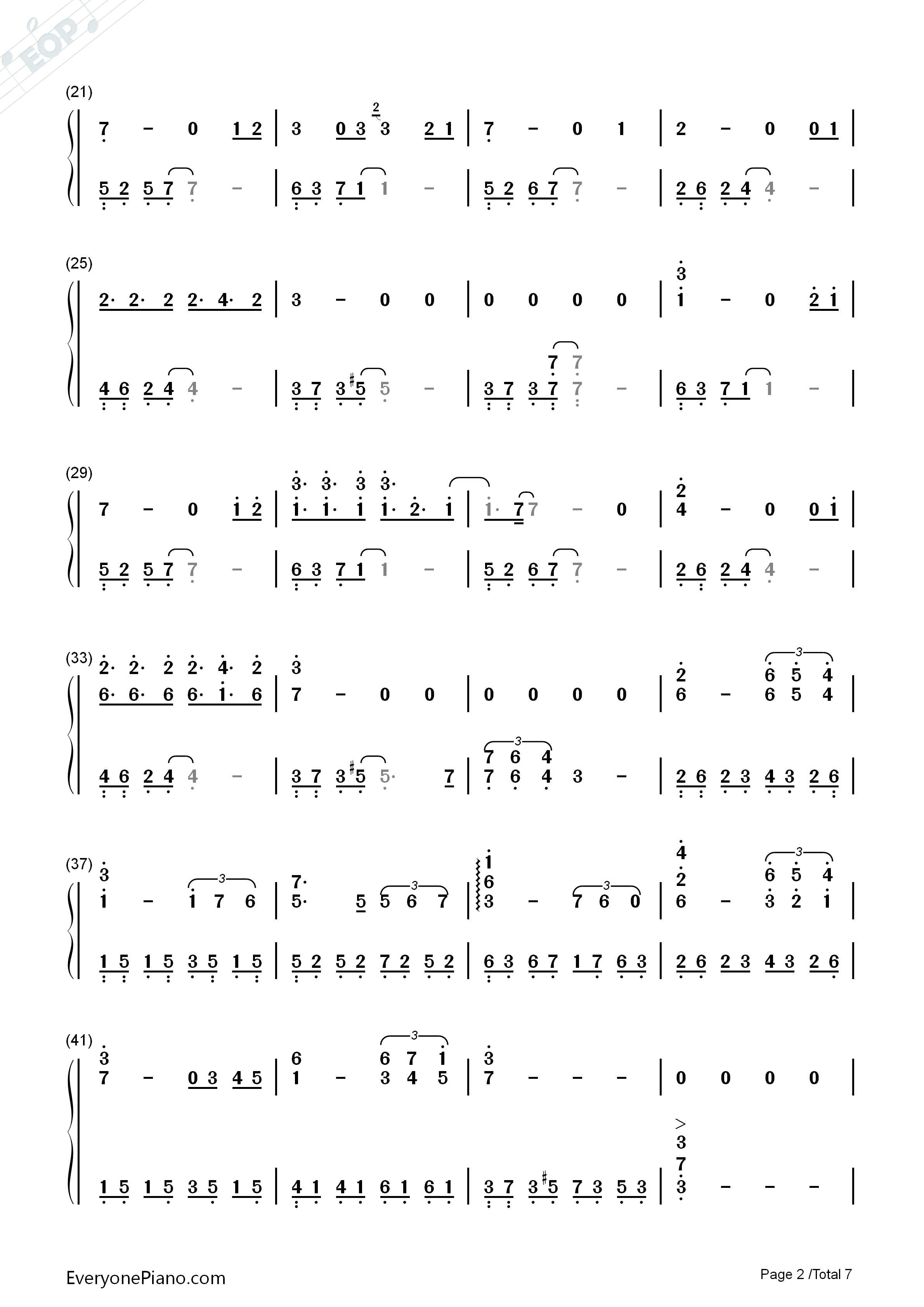 生生世世爱钢琴简谱_吴雨霏演唱