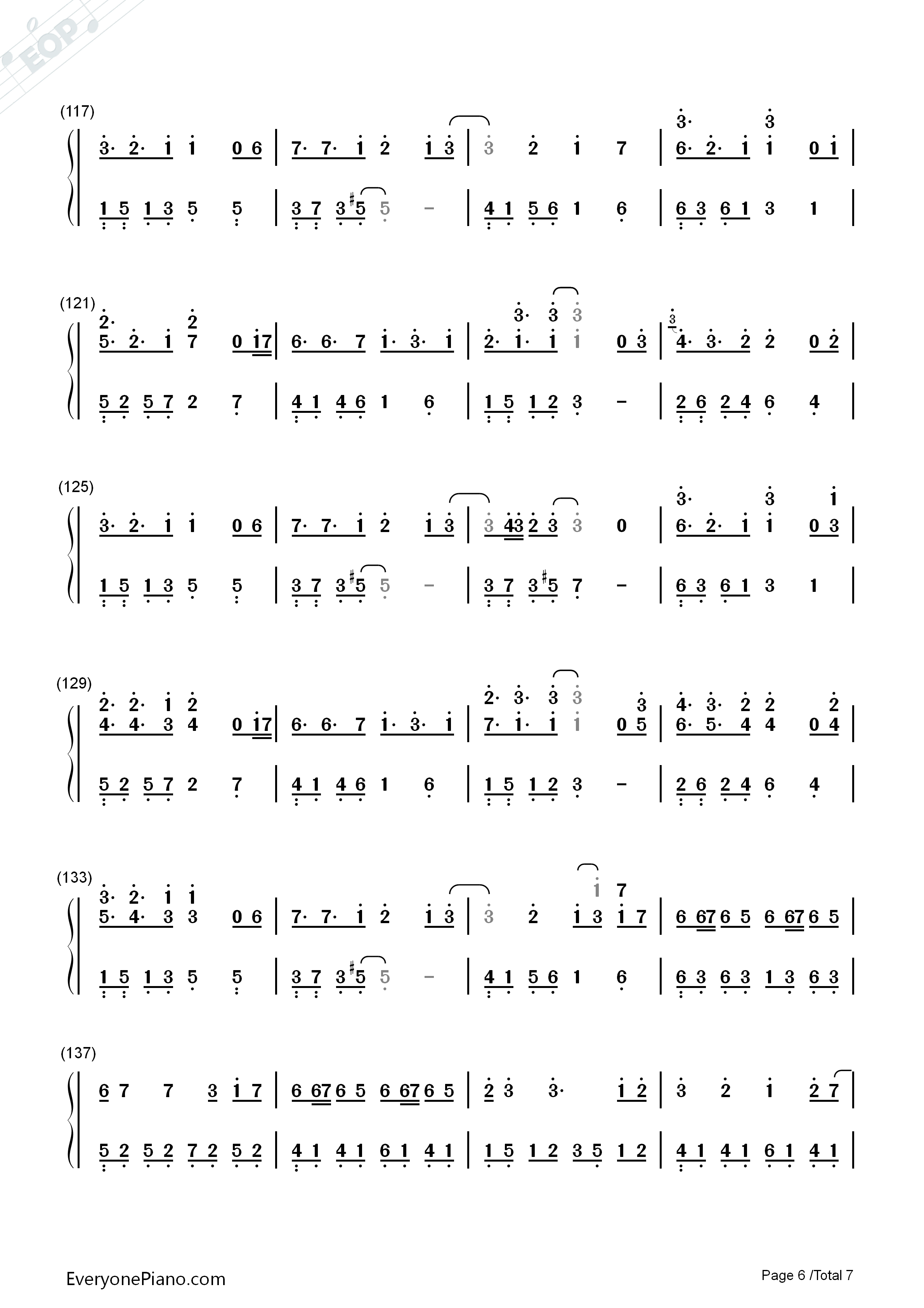 生生世世爱钢琴简谱_吴雨霏演唱