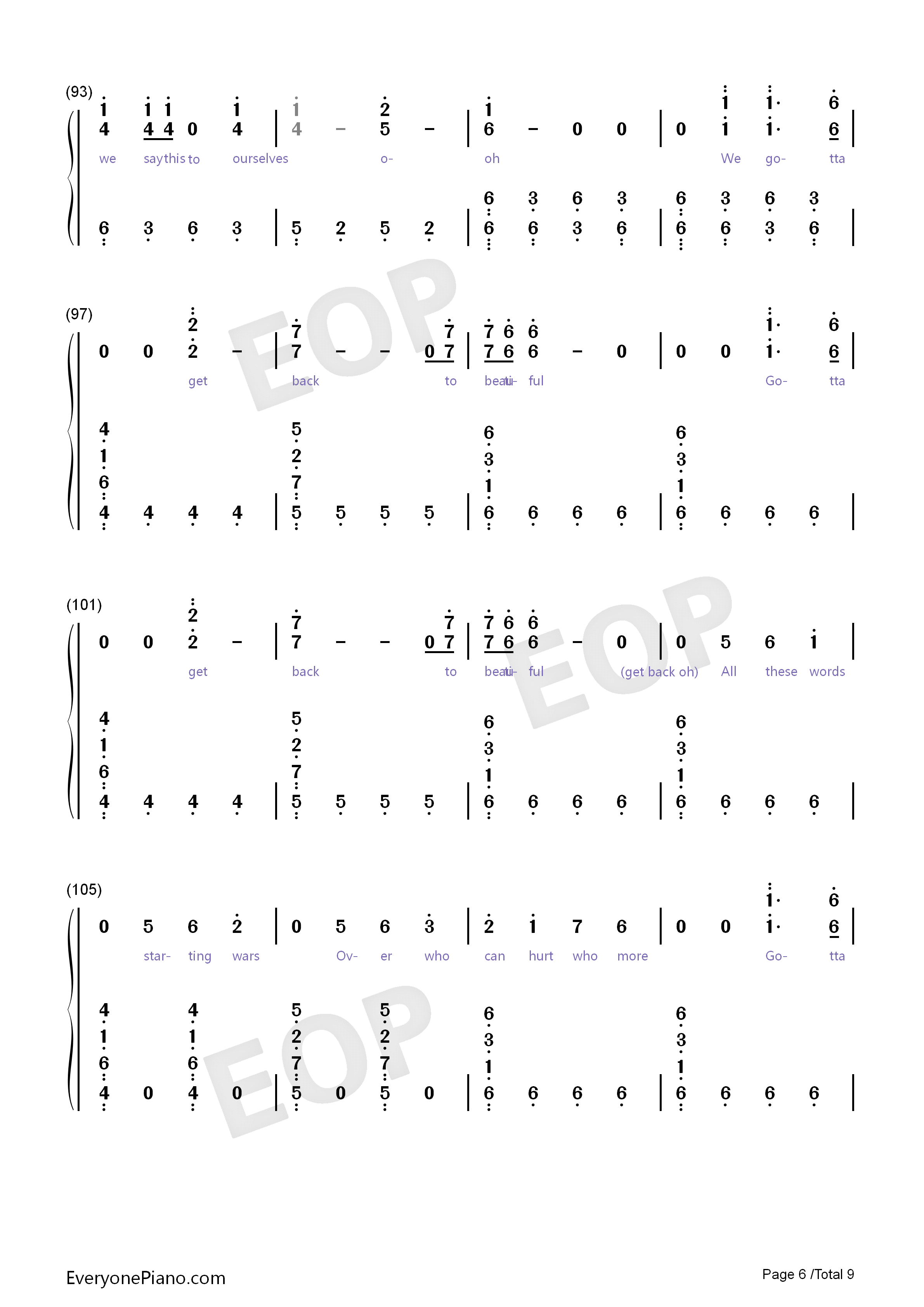 Back_to_Beautiful钢琴简谱_Sofia_Carson_Alan_Walker演唱