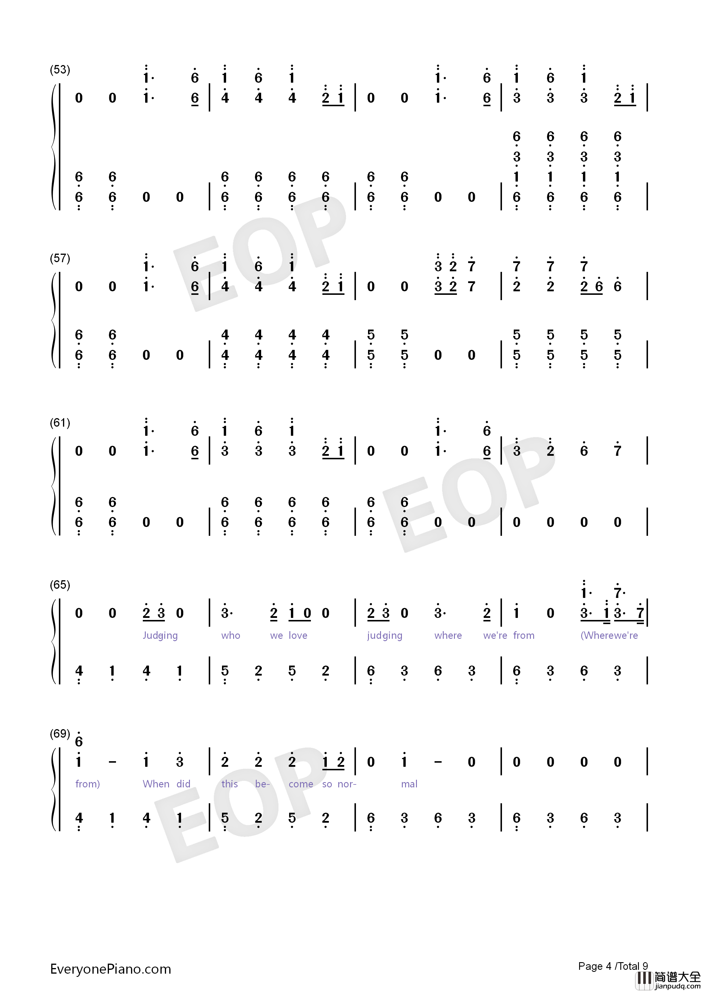 Back_to_Beautiful钢琴简谱_Sofia_Carson_Alan_Walker演唱