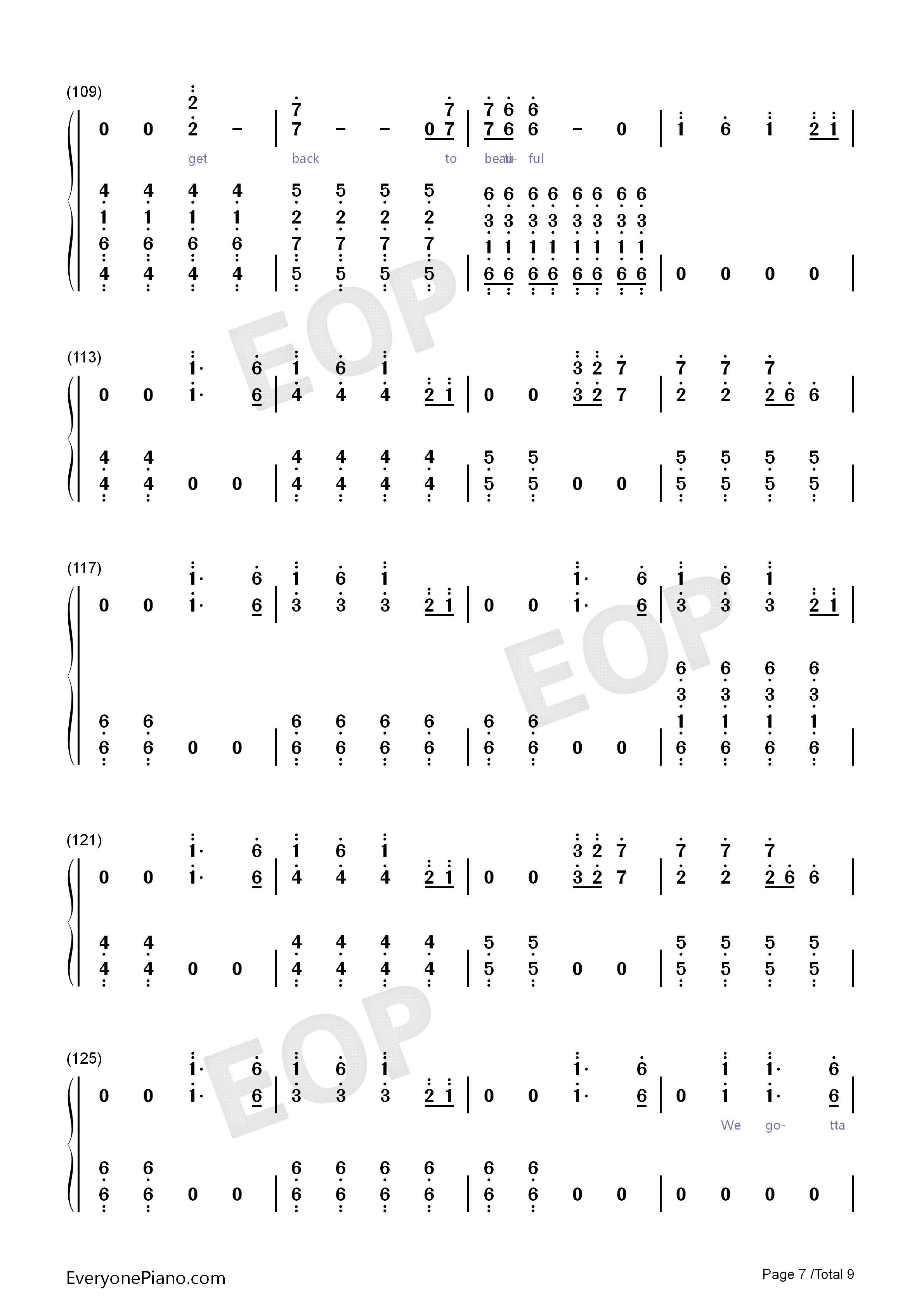 Back_to_Beautiful钢琴简谱_Sofia_Carson_Alan_Walker演唱