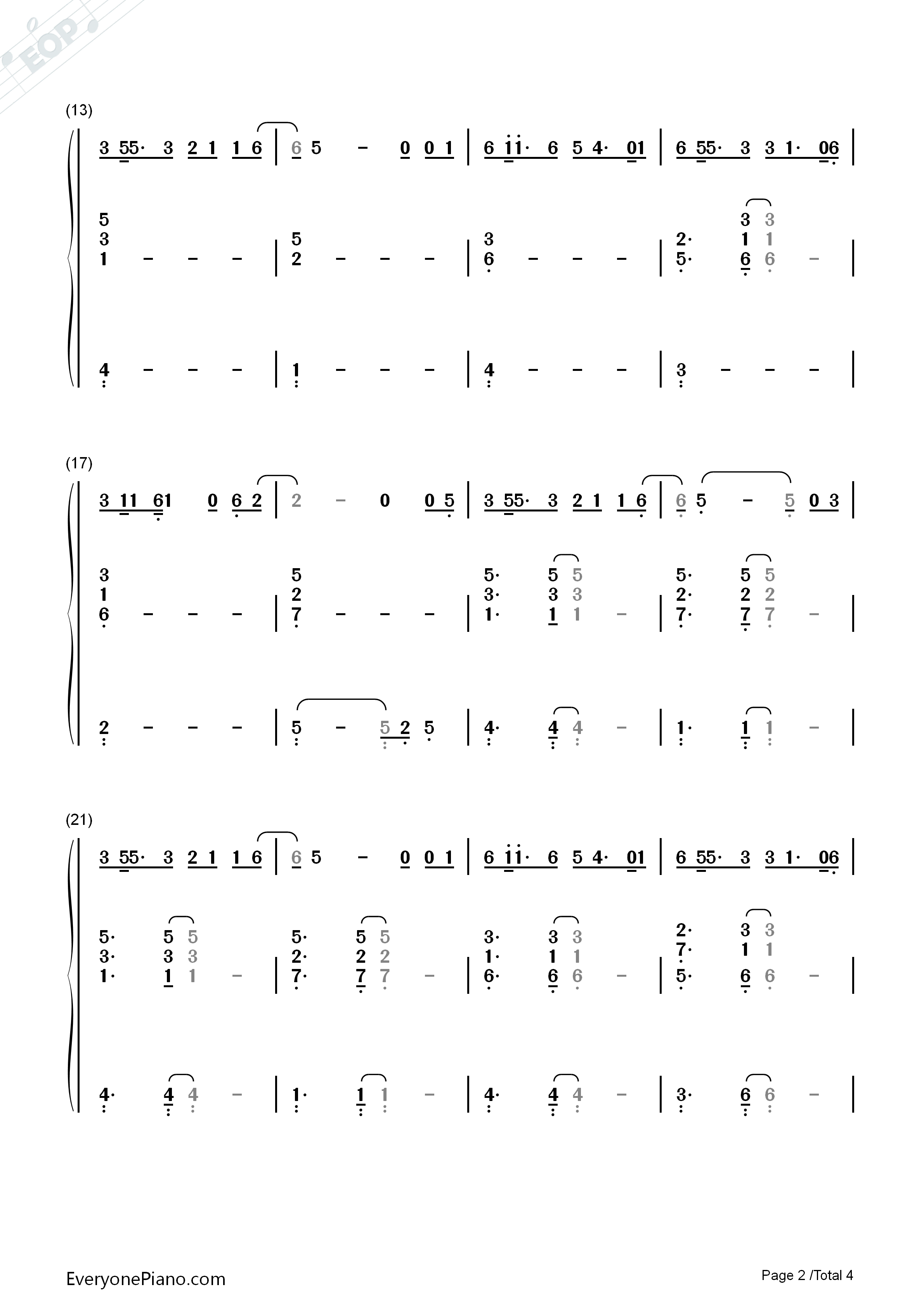 18钢琴简谱_邓紫棋演唱