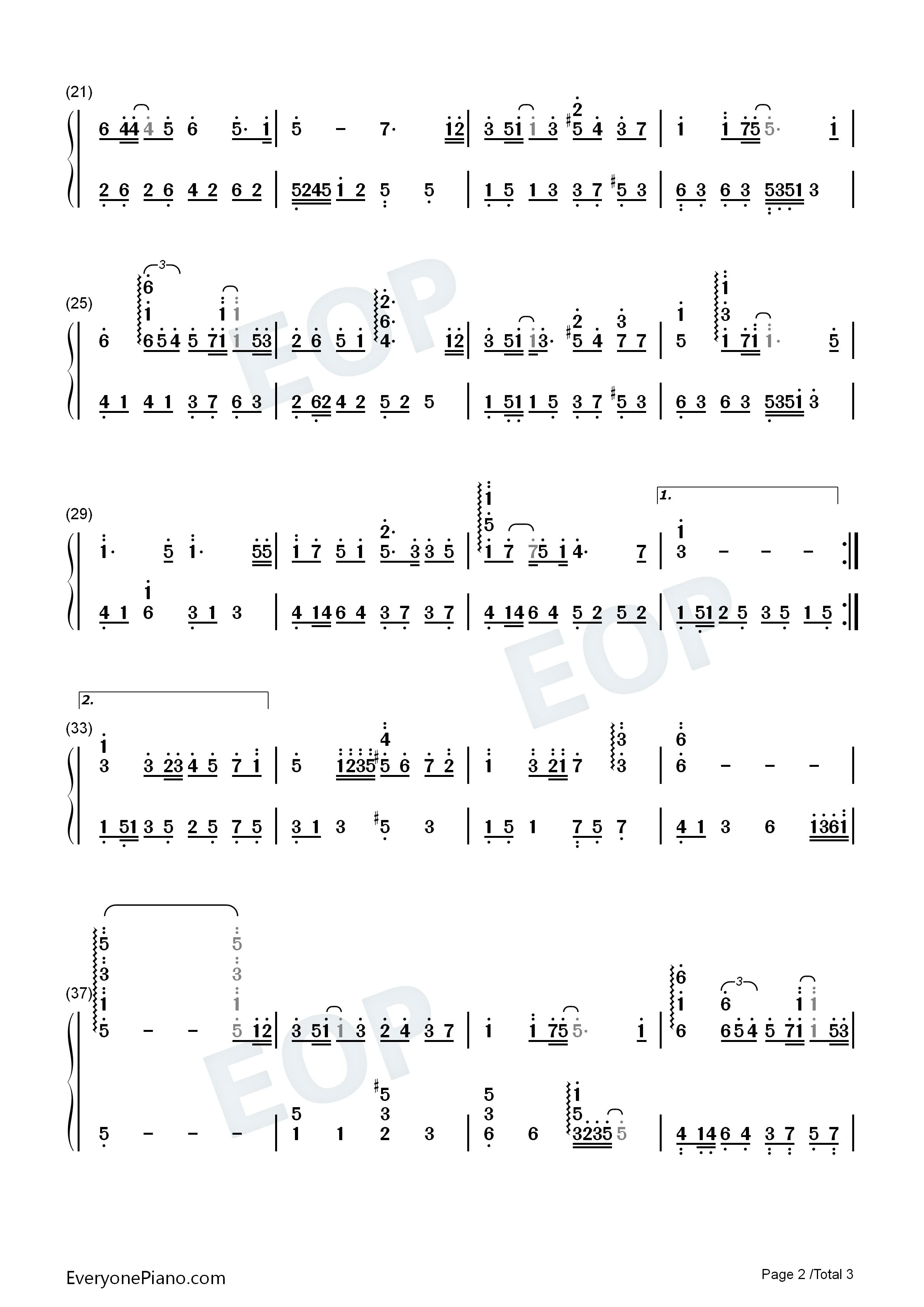 树洞钢琴简谱_欧阳娜娜演唱