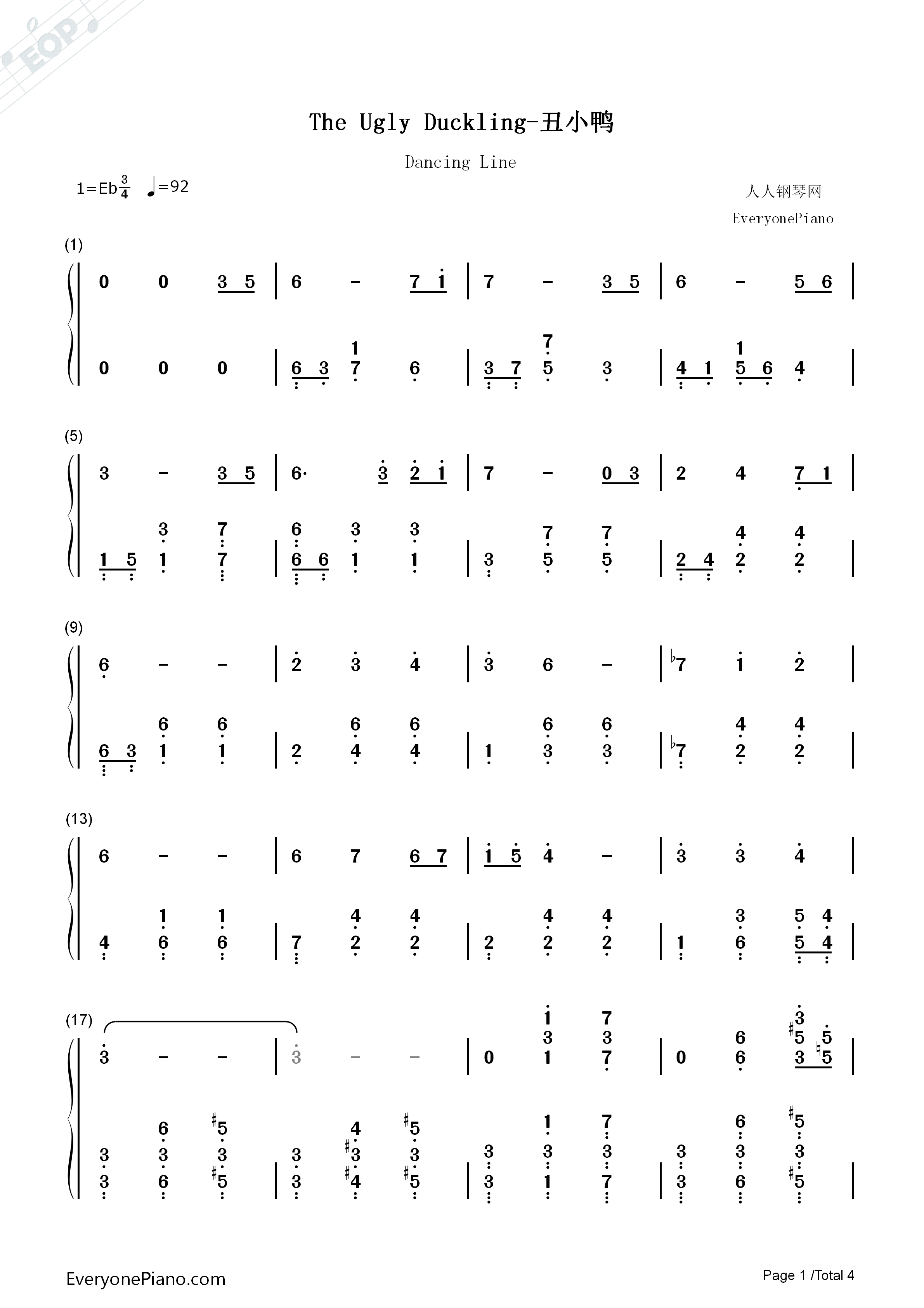 The_Ugly_Duckling钢琴简谱_猎豹移动公司演唱