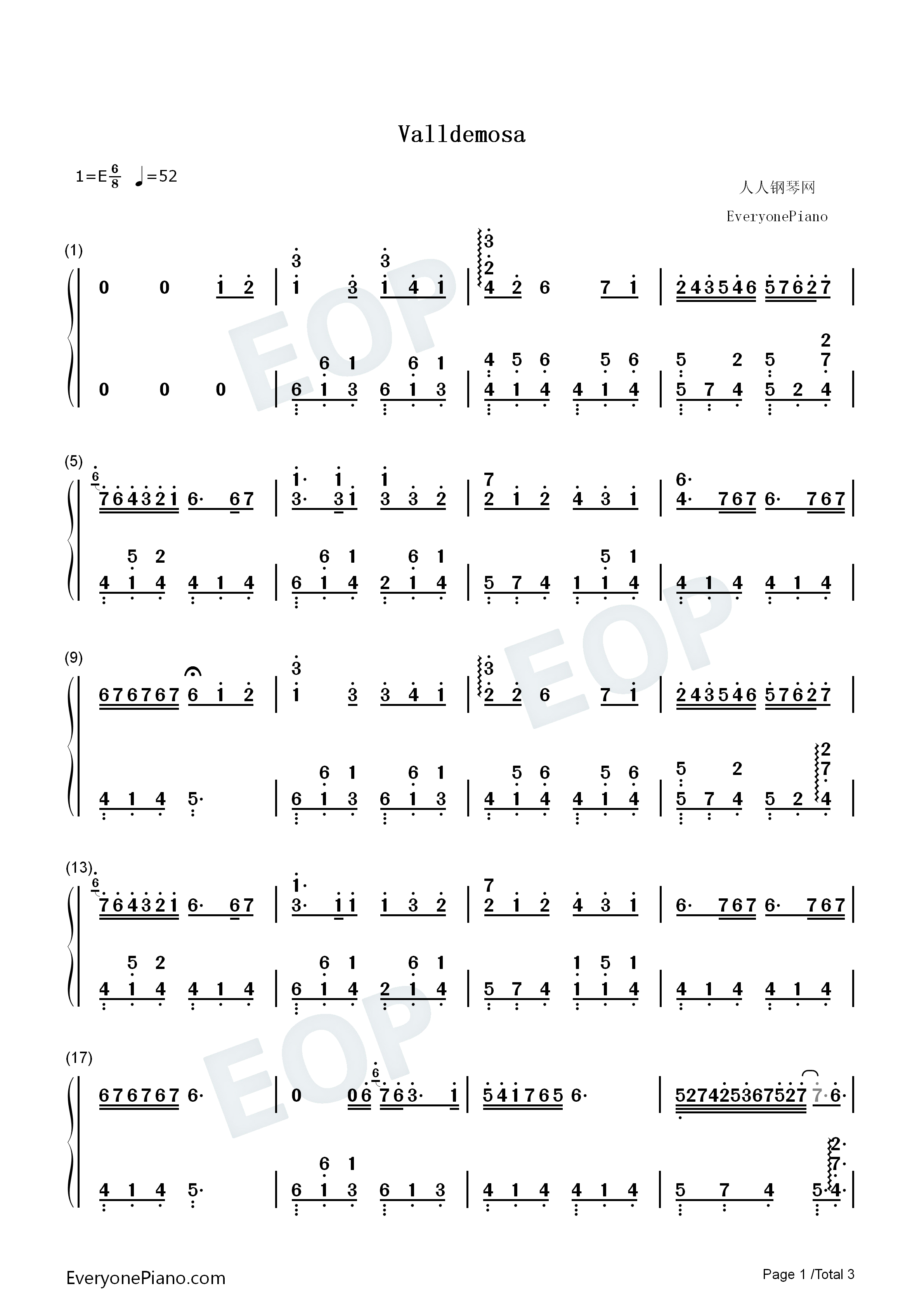 Valldemosa钢琴简谱_Elizabeth_Naccarato演唱