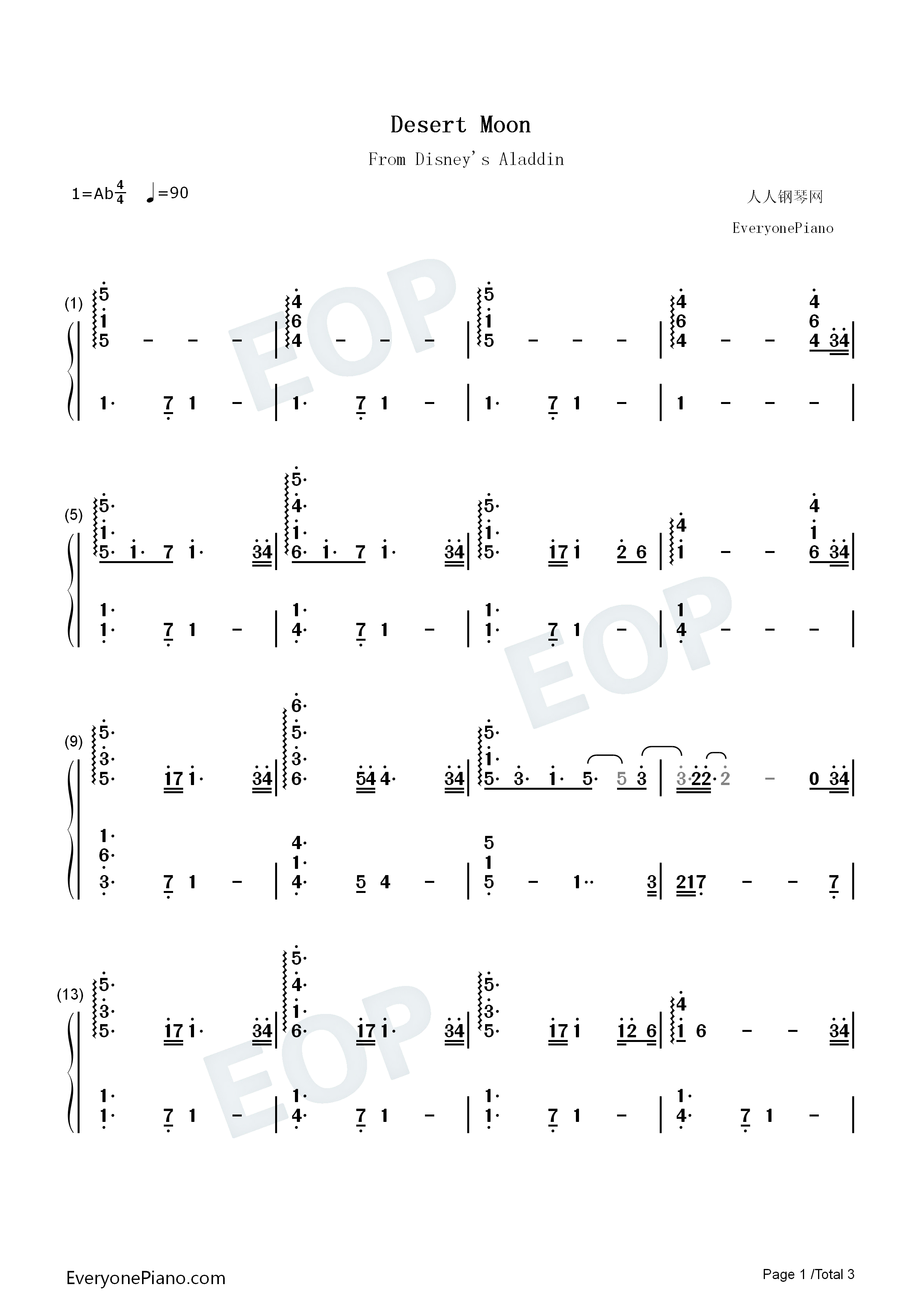 Desert_Moon钢琴简谱_Alan_Menken演唱