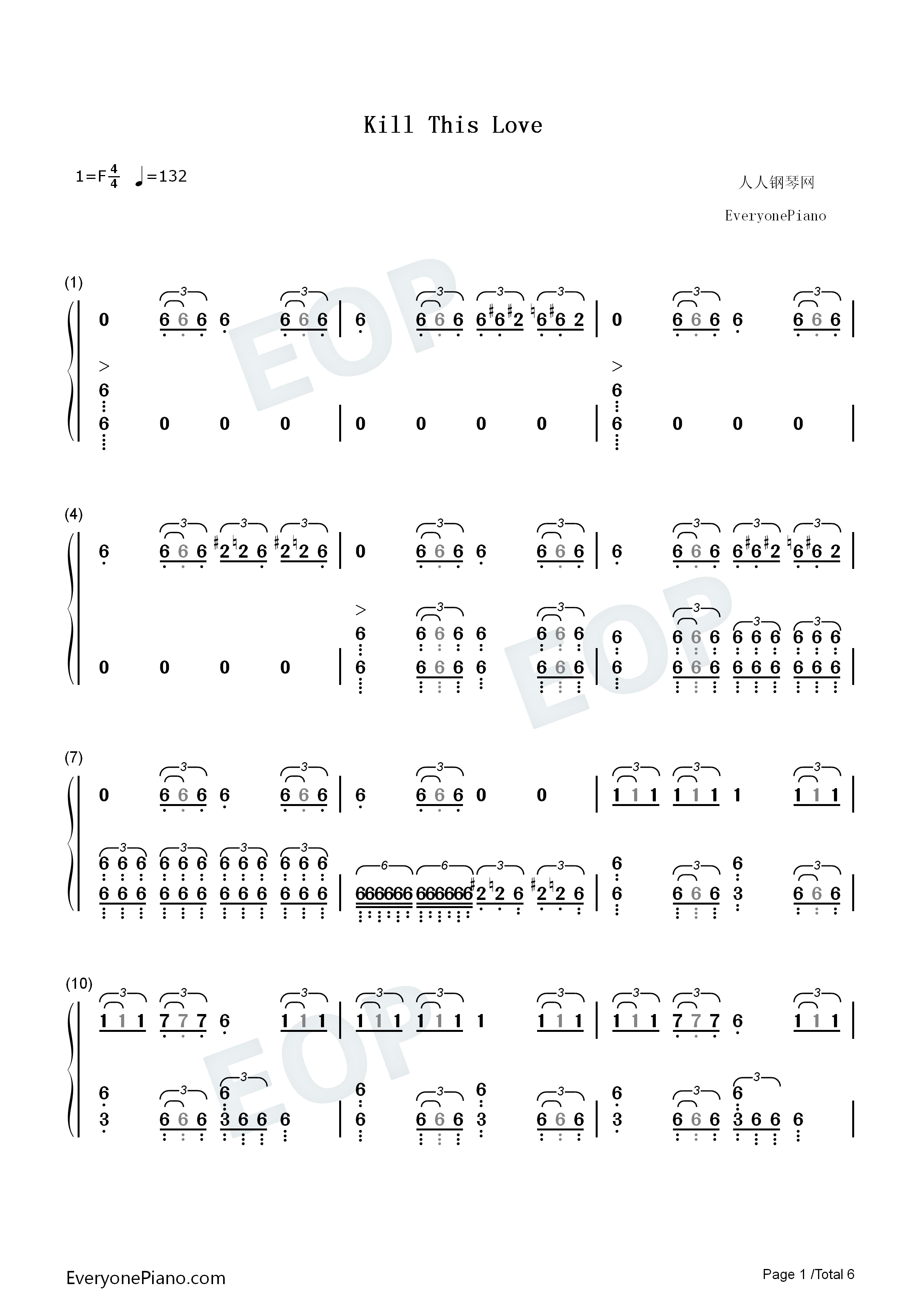 Kill_This_Love钢琴简谱_Blackpink演唱