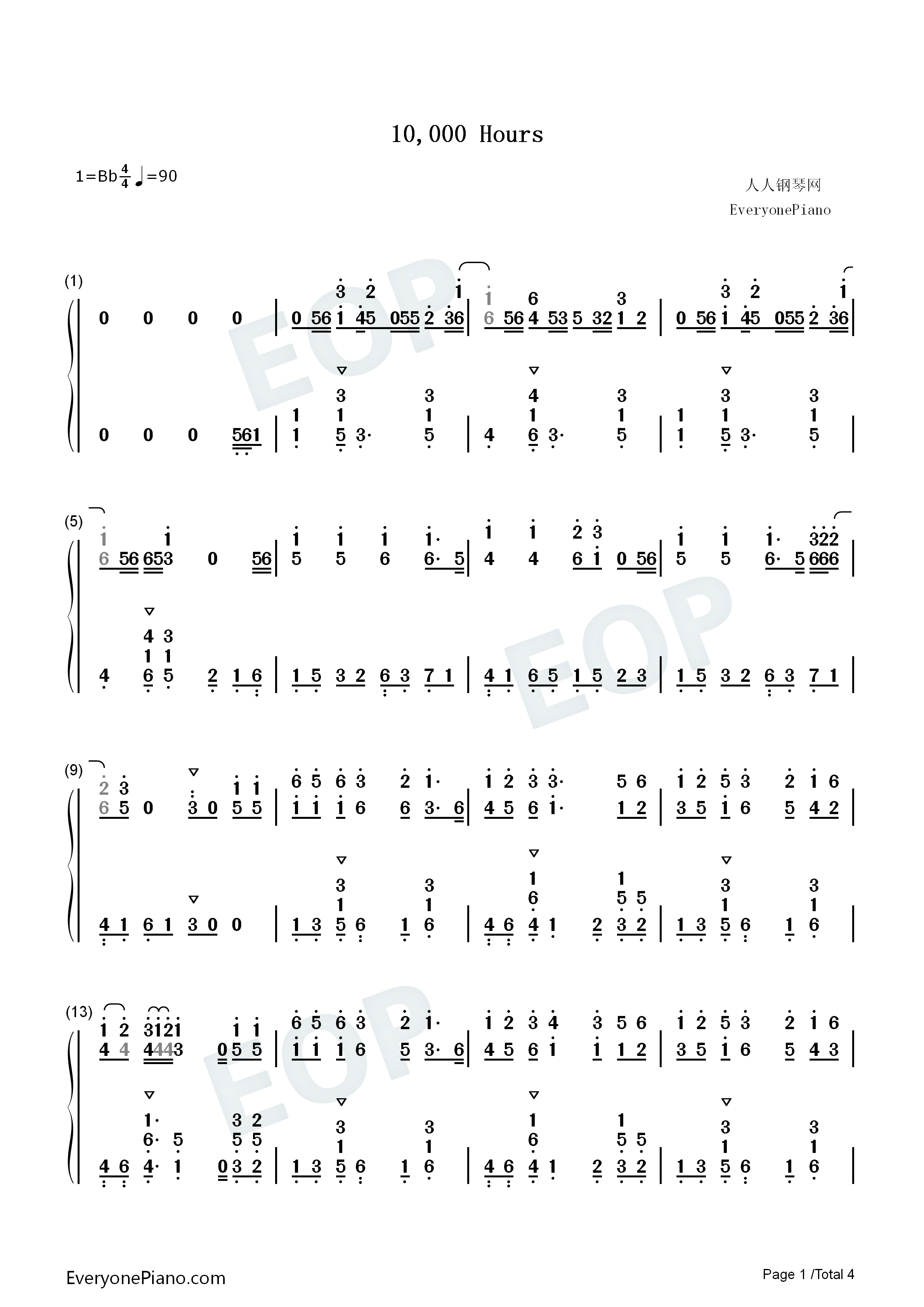 10000_Hours钢琴简谱_Dan_+_Shay_Justin_Bieber演唱