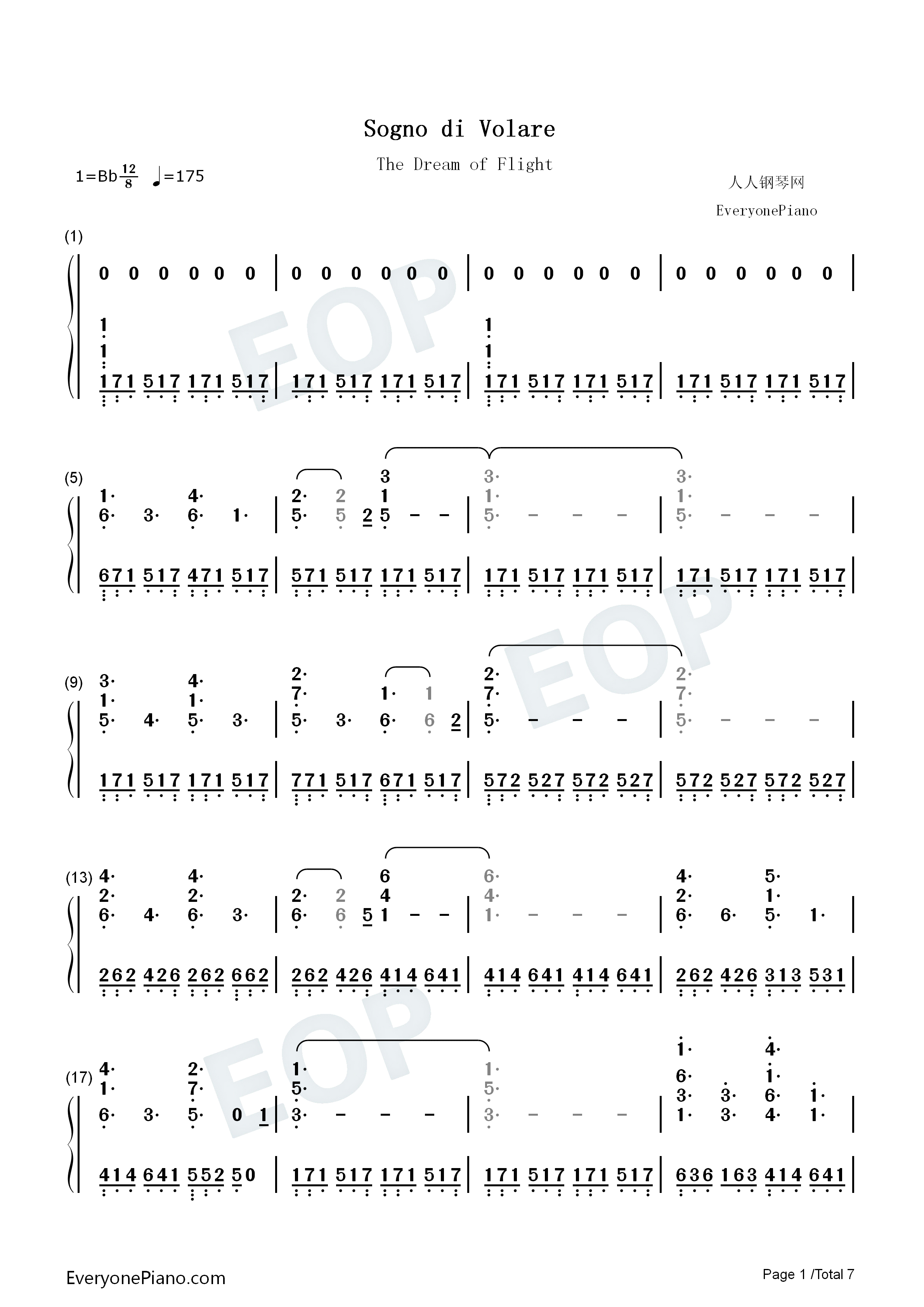 Sogno_di_Volare钢琴简谱_Christopher_Tin演唱