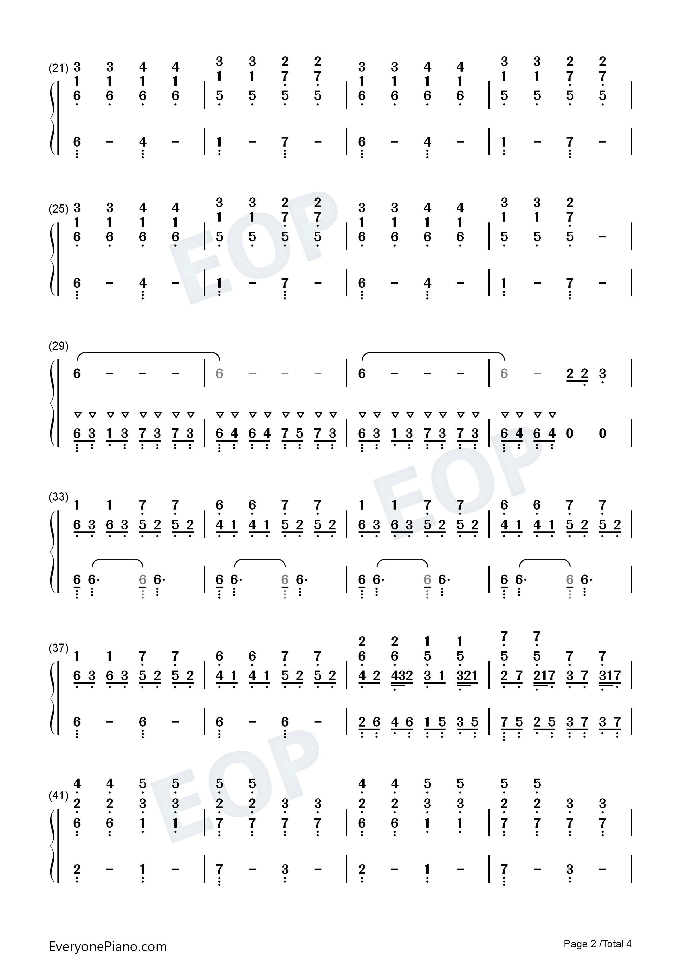 Lying_Down钢琴简谱_Celine_Dion演唱