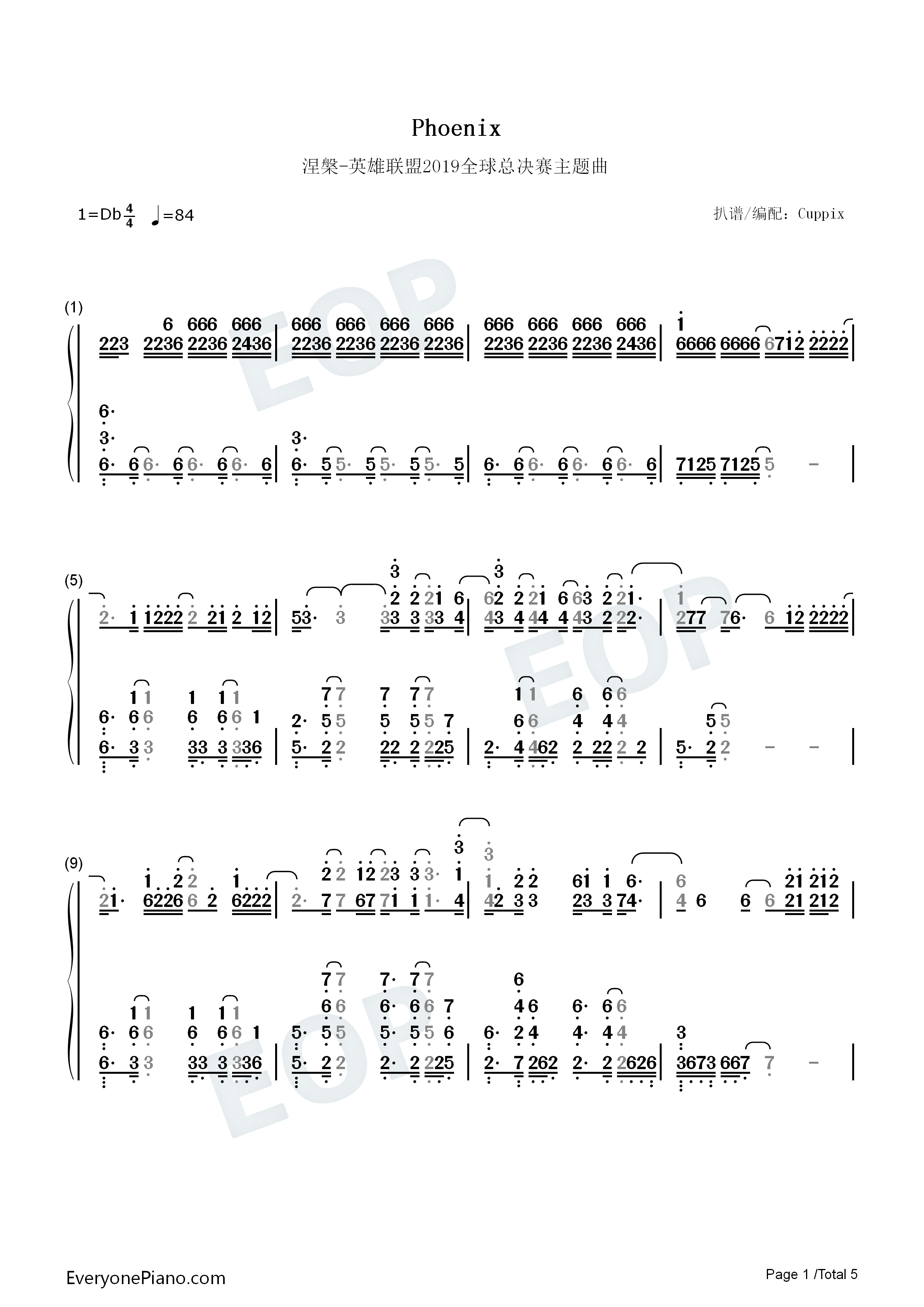 Phoenix钢琴简谱_Cailin_Russo_Chrissy_Costanza演唱