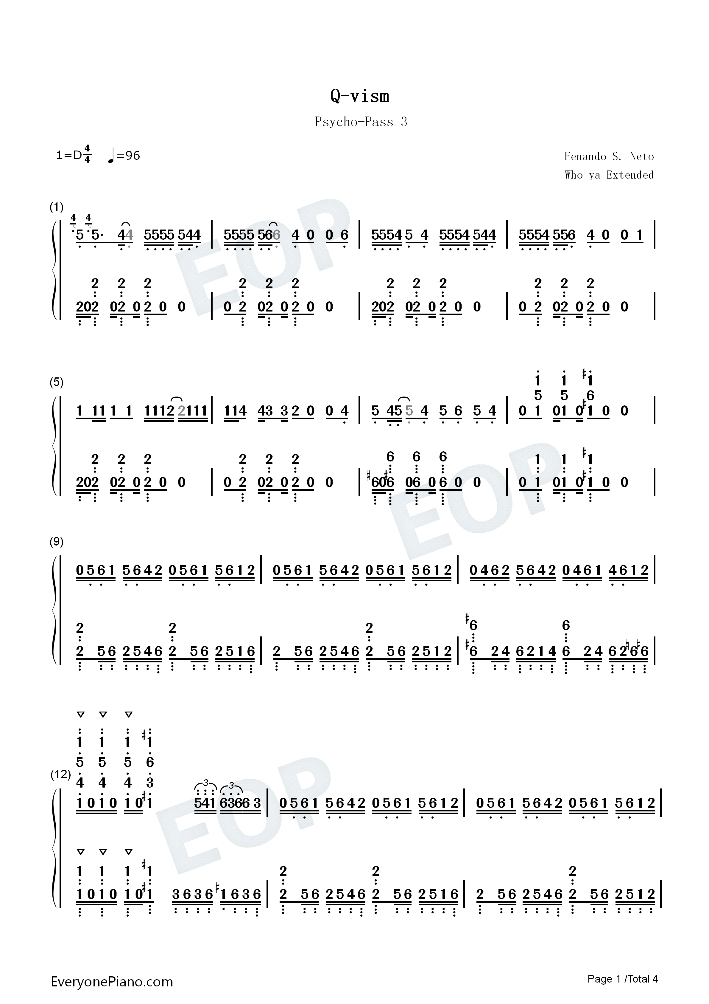 Q钢琴简谱_Who_ya_Extended演唱