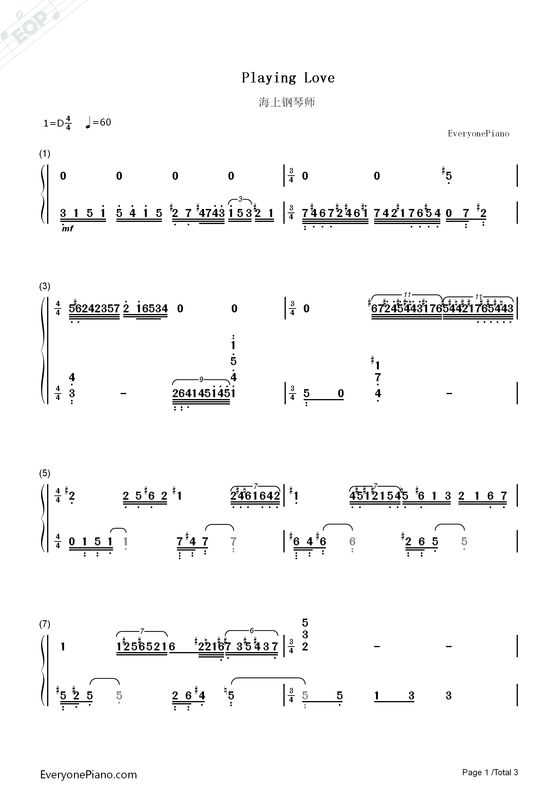 Playing_Love钢琴简谱_埃尼奥·莫里康内演唱