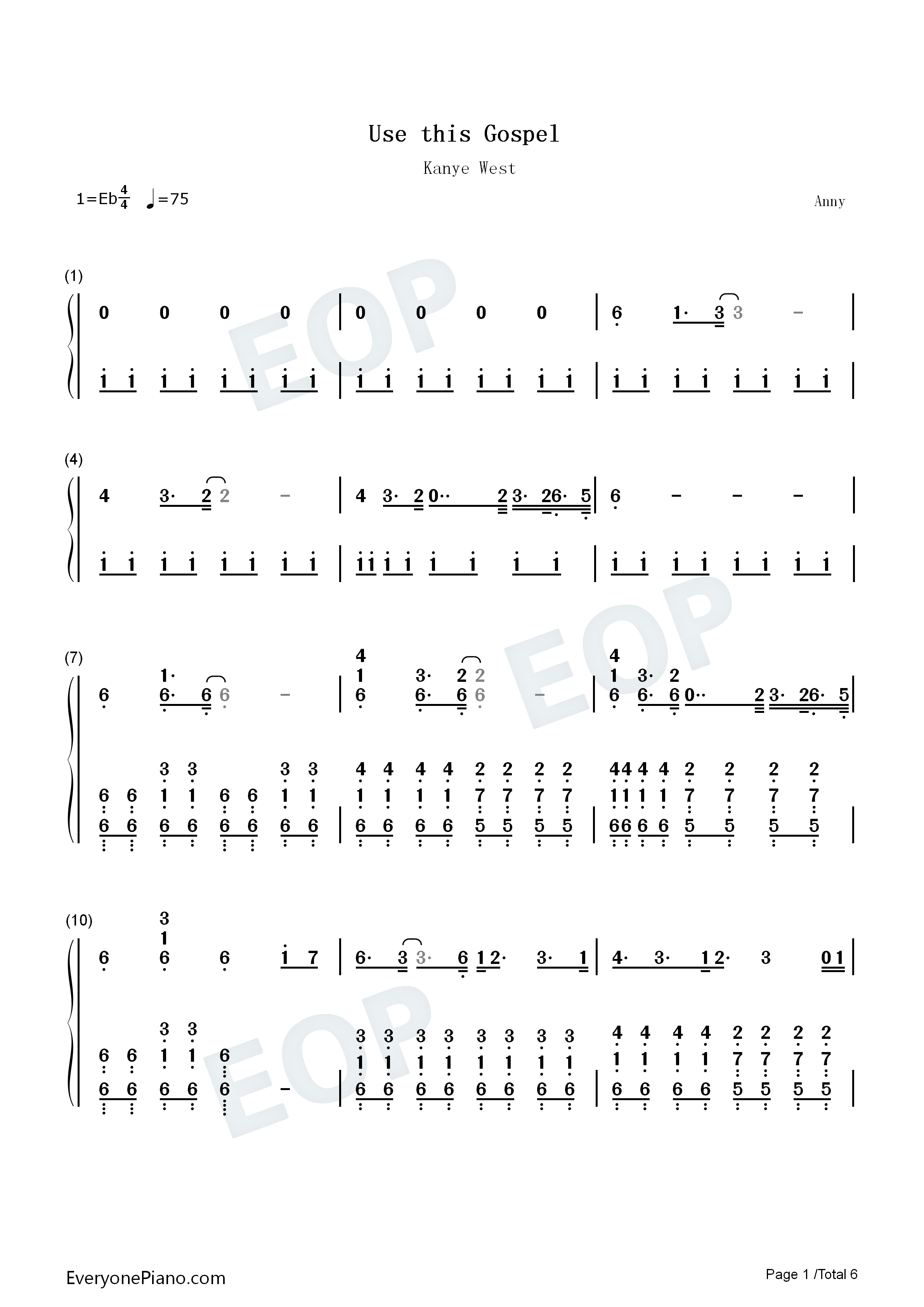 Use_This_Gospel钢琴简谱_Kanye_West演唱