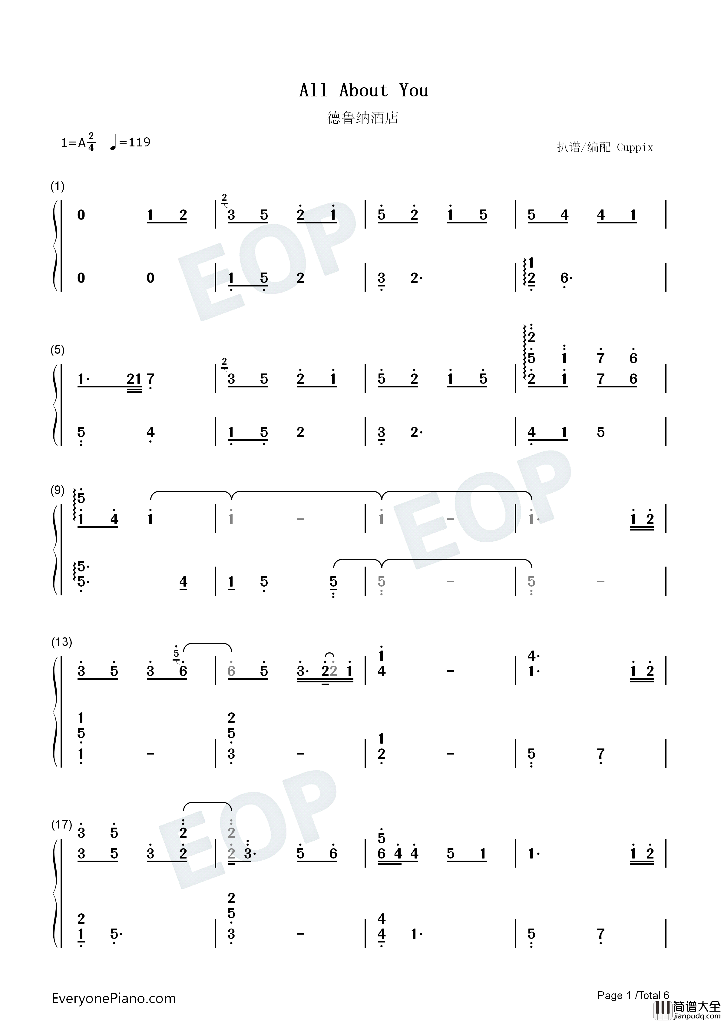 All_About_You钢琴简谱_太妍演唱