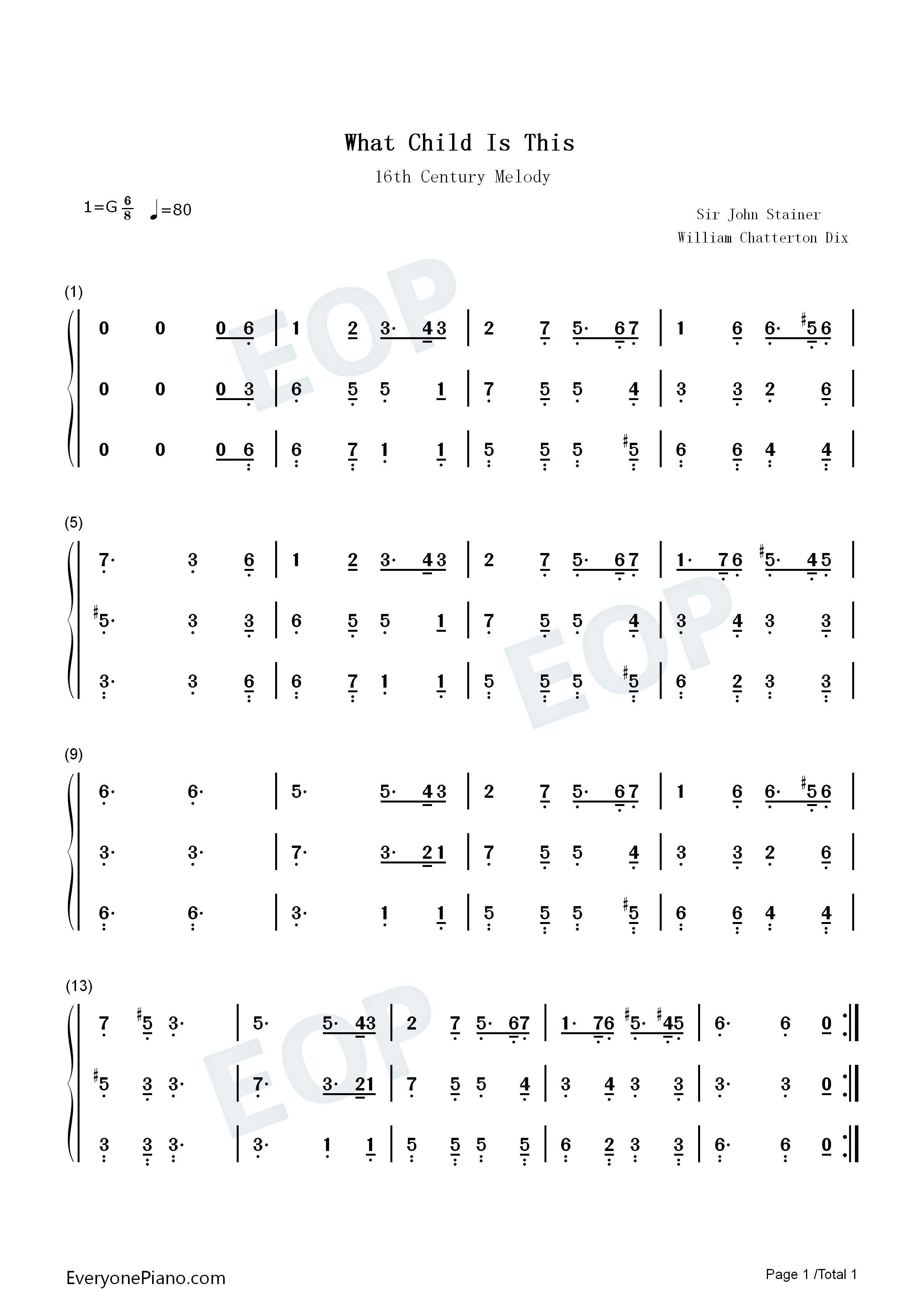 What_Child_Is_This钢琴简谱_William_Chatterton_Dix演唱