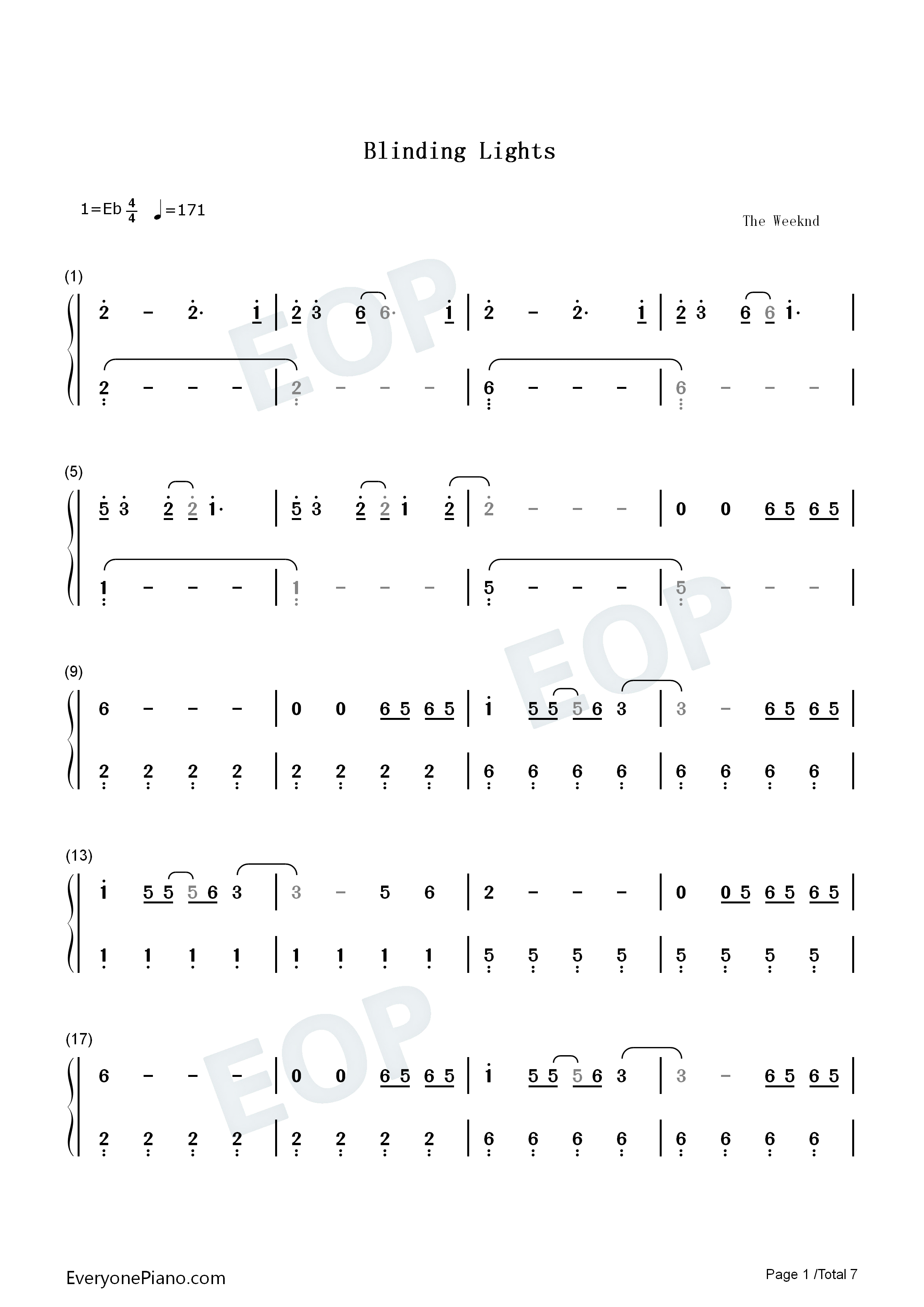 Blinding_Lights钢琴简谱_The_Weeknd演唱