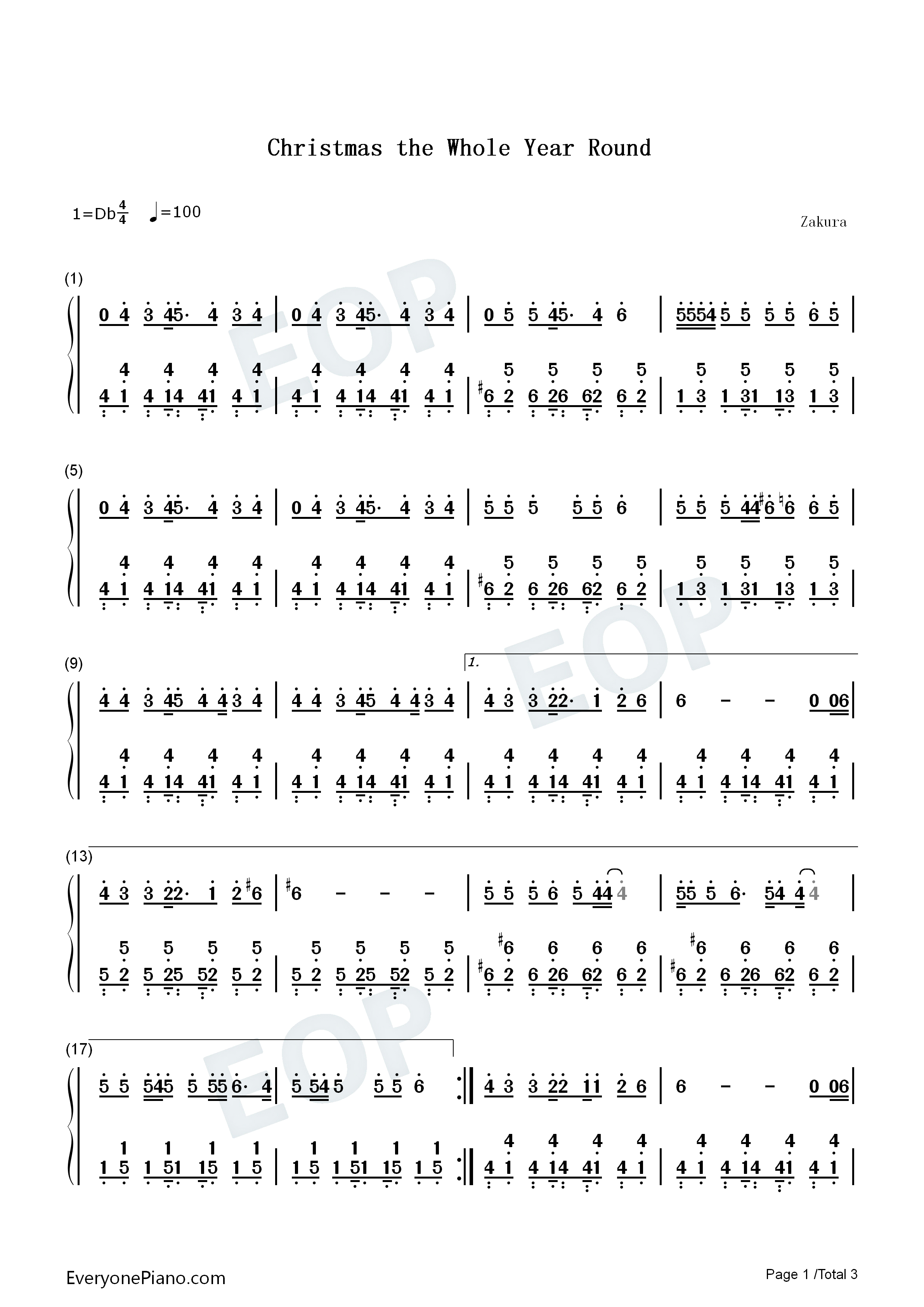 Christmas_the_Whole_Year_Round钢琴简谱_Sabrina_Carpenter演唱