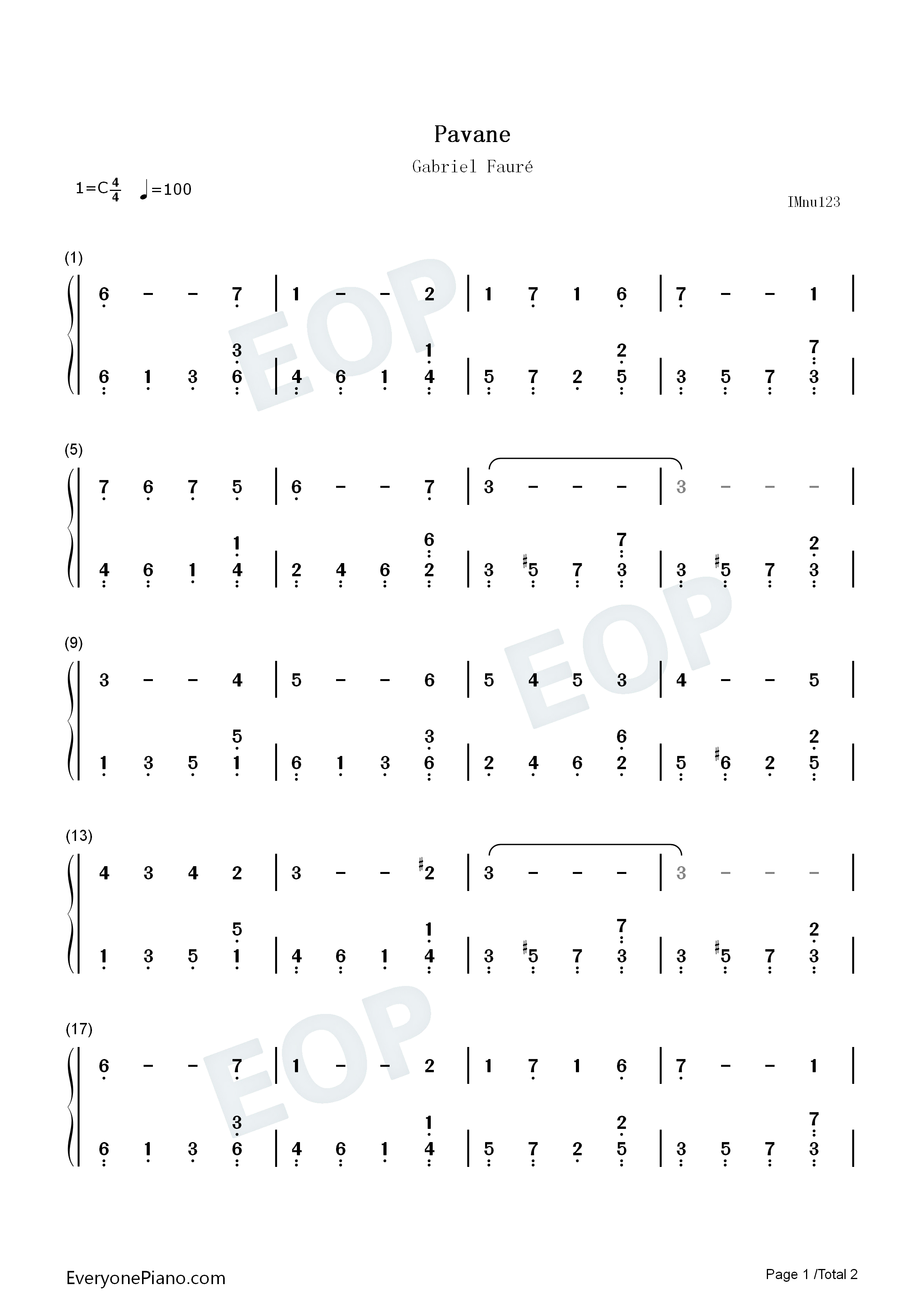 Pavane钢琴简谱_Gabriel_Fauré演唱