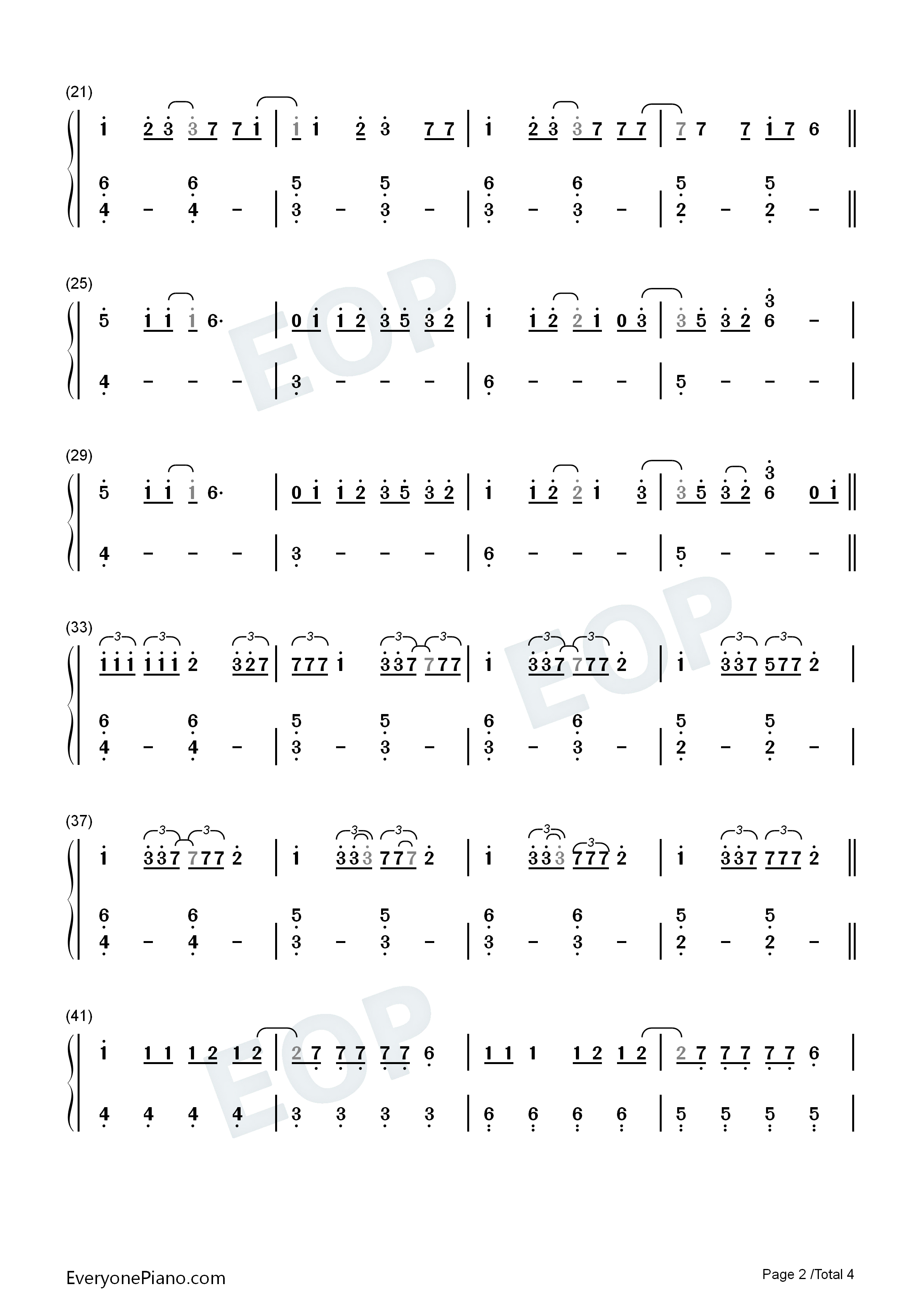 Falling钢琴简谱_Trevor_Daniel演唱