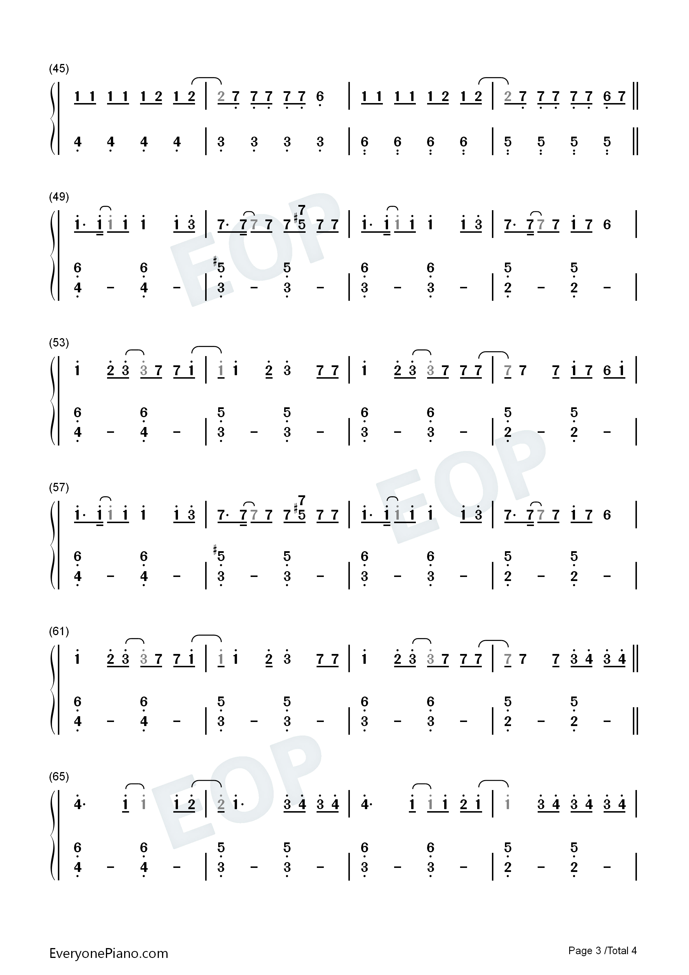 Falling钢琴简谱_Trevor_Daniel演唱