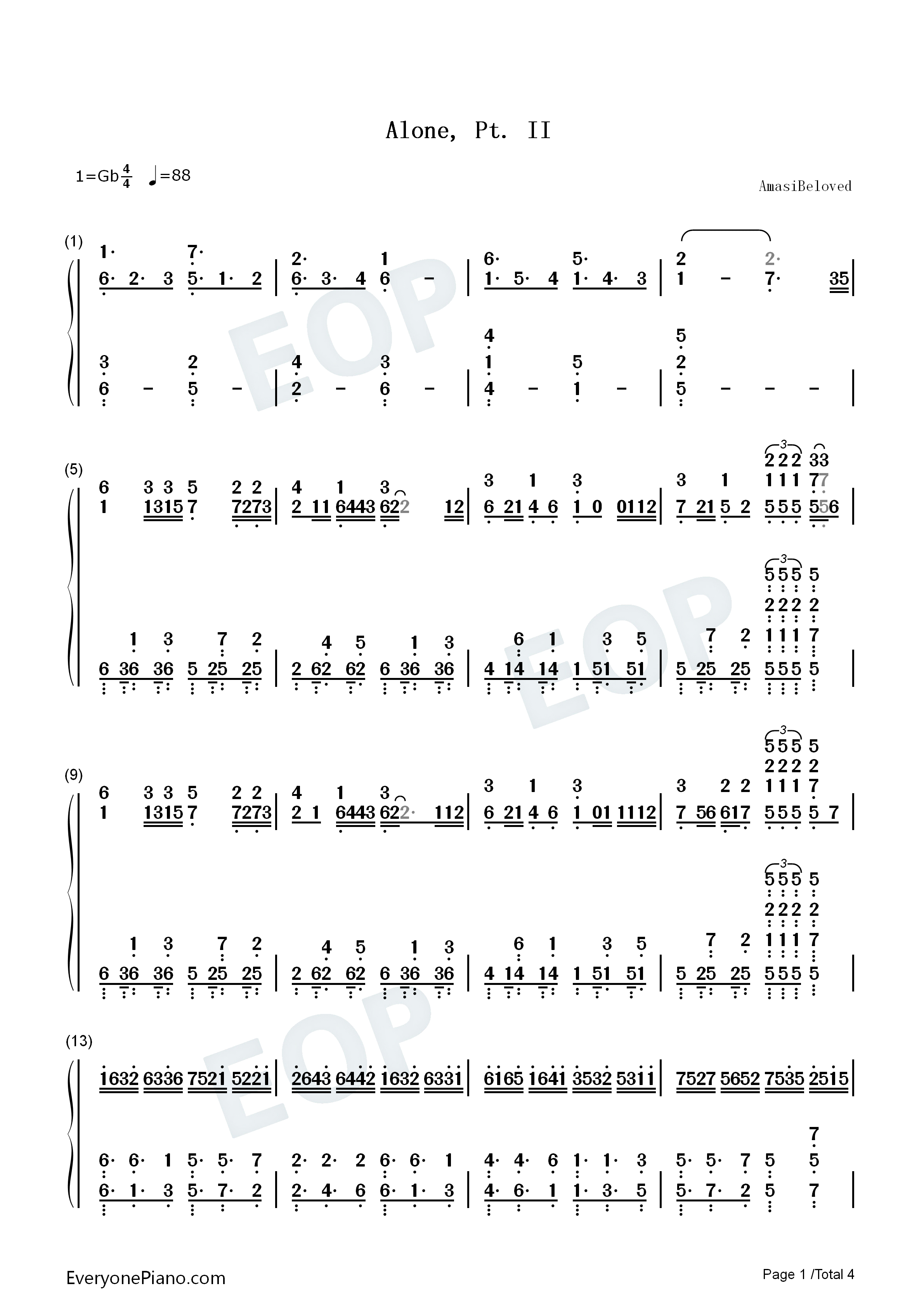 Alone_Pt_II钢琴简谱_Alan_Walker_Ava_Max演唱