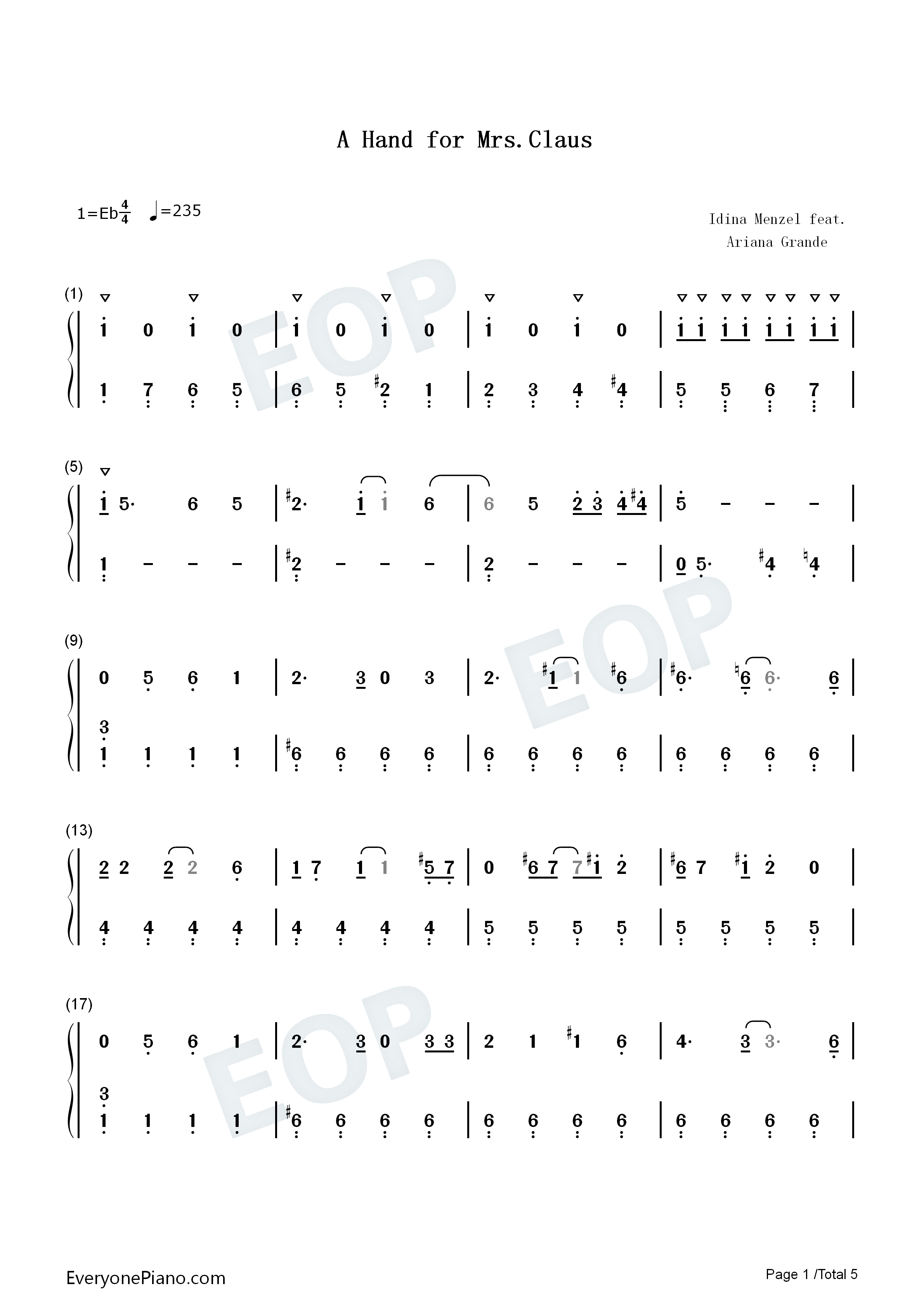 A_Hand_for_Mrs_Claus钢琴简谱_Idina_Menzel_Ariana_Grande演唱