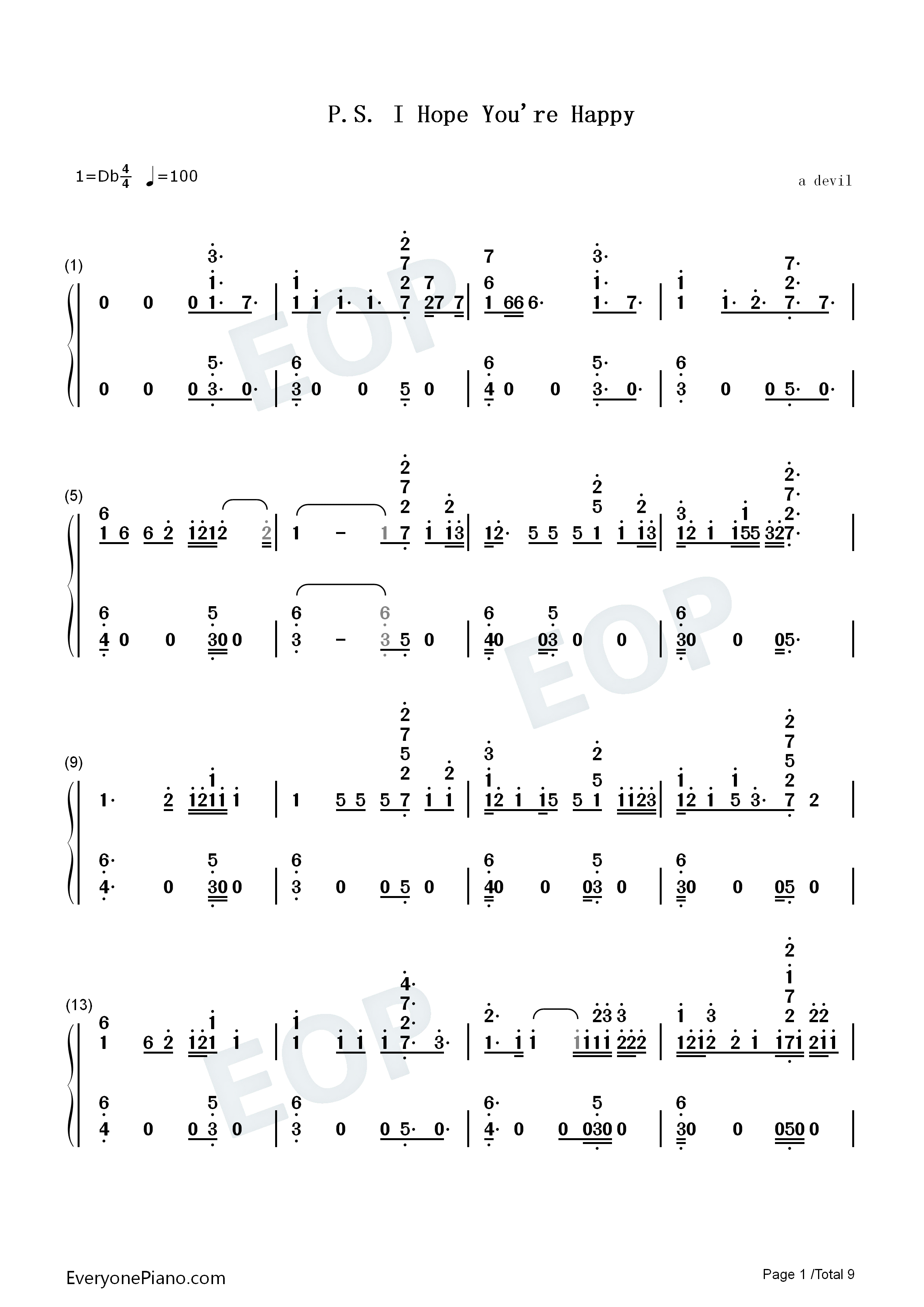 PS_I_Hope_You_Are_Happy钢琴简谱_The_Chainsmokers_Blink_182演唱