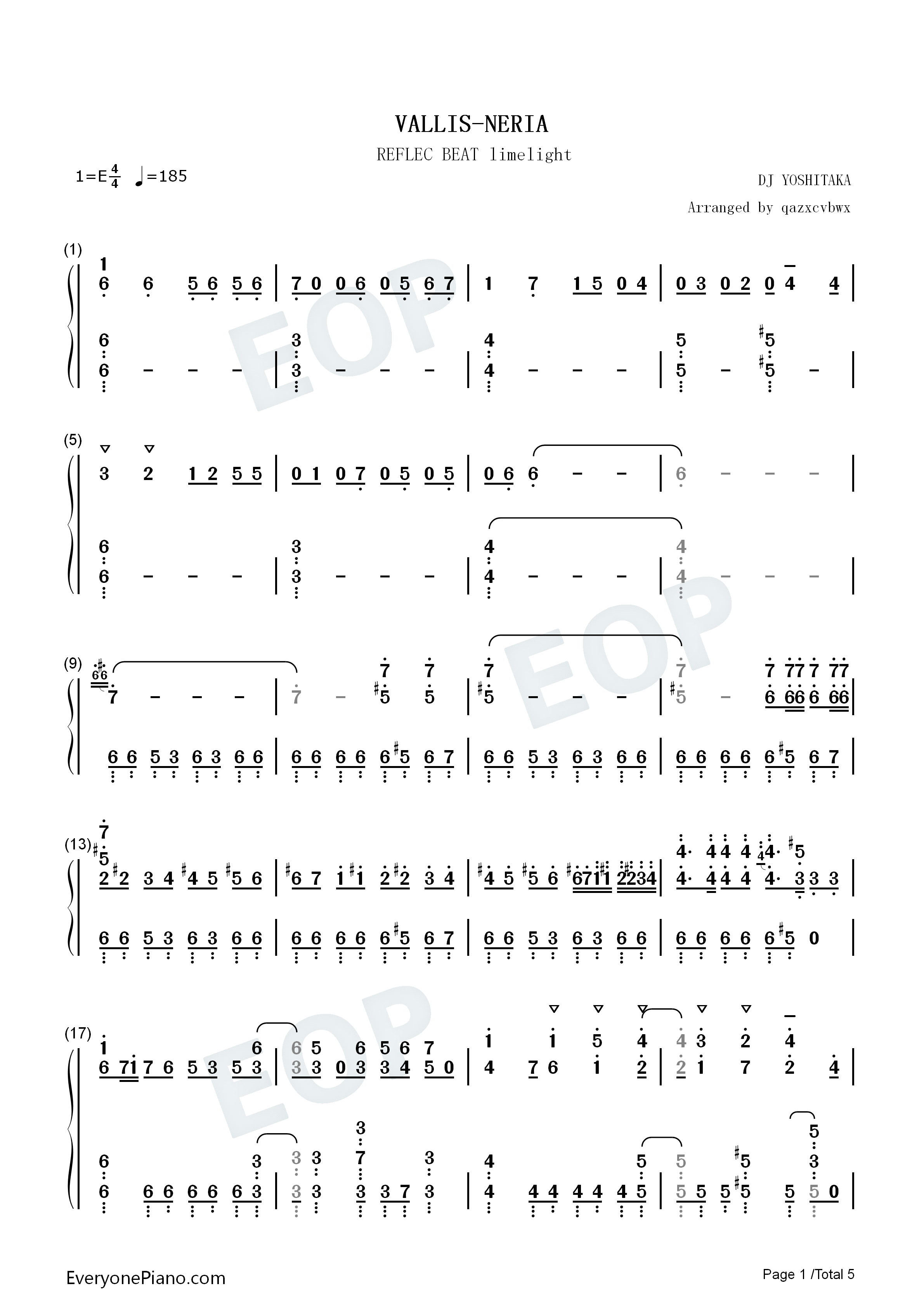 VALLIS钢琴简谱_DJ_YOSHITAKA演唱