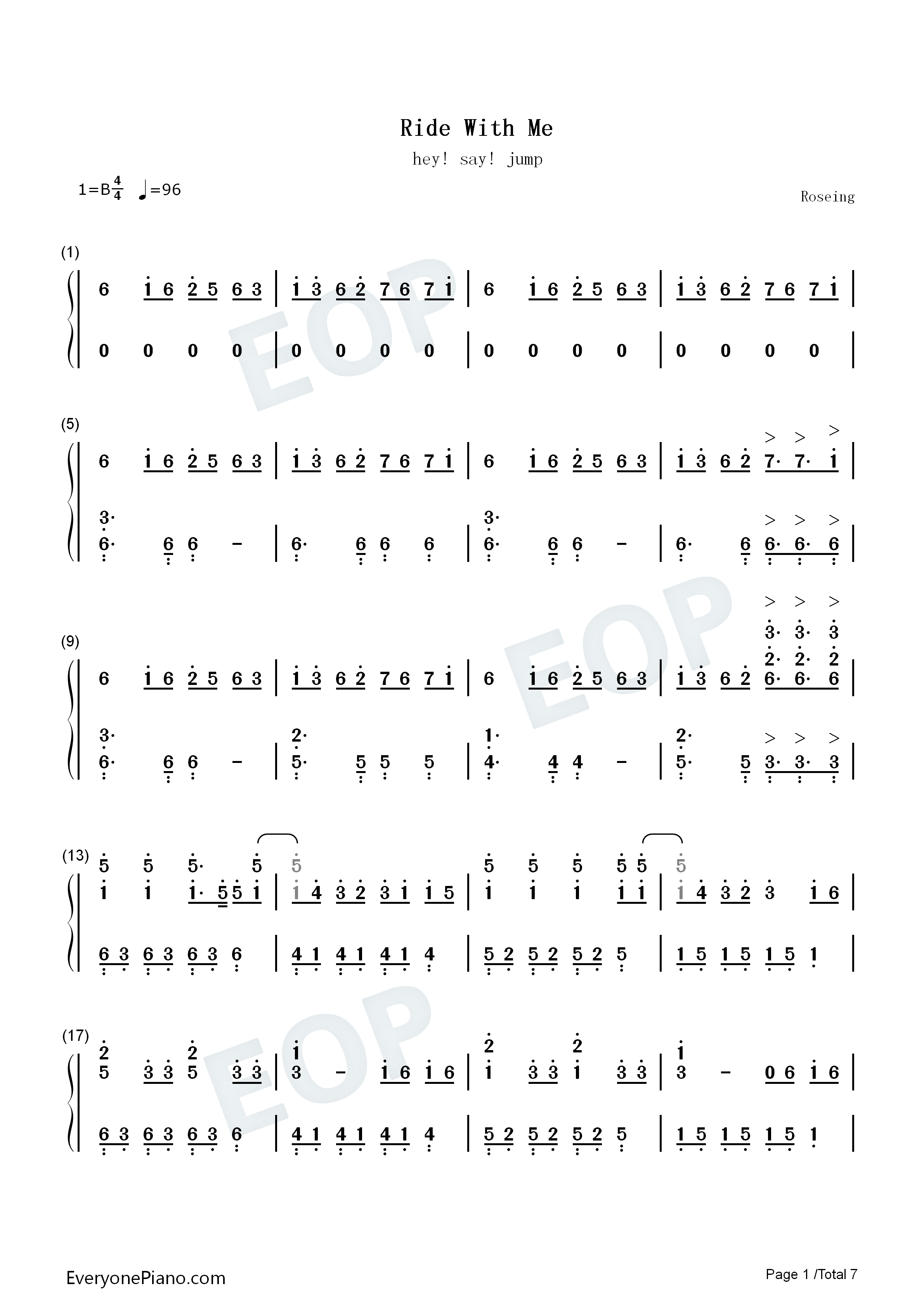 Ride_with_Me钢琴简谱_Hey!_Say!_JUMP演唱